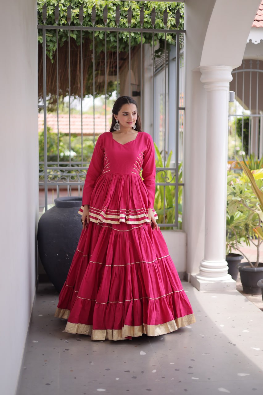 Pink Traditional Cora Cotton Lehenga Set