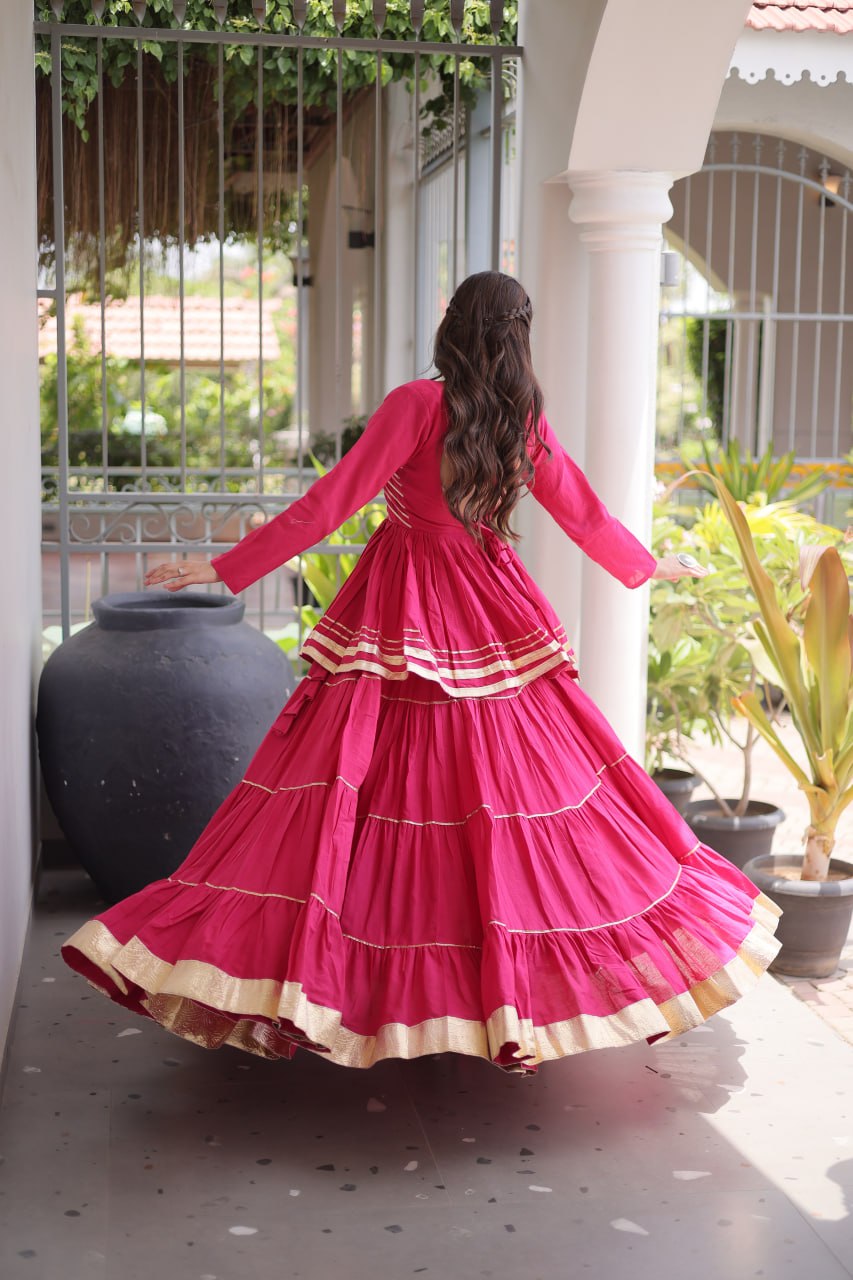 Pink Traditional Cora Cotton Lehenga Set