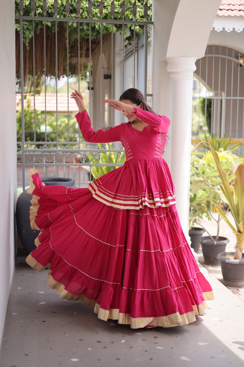 Pink Traditional Cora Cotton Lehenga Set