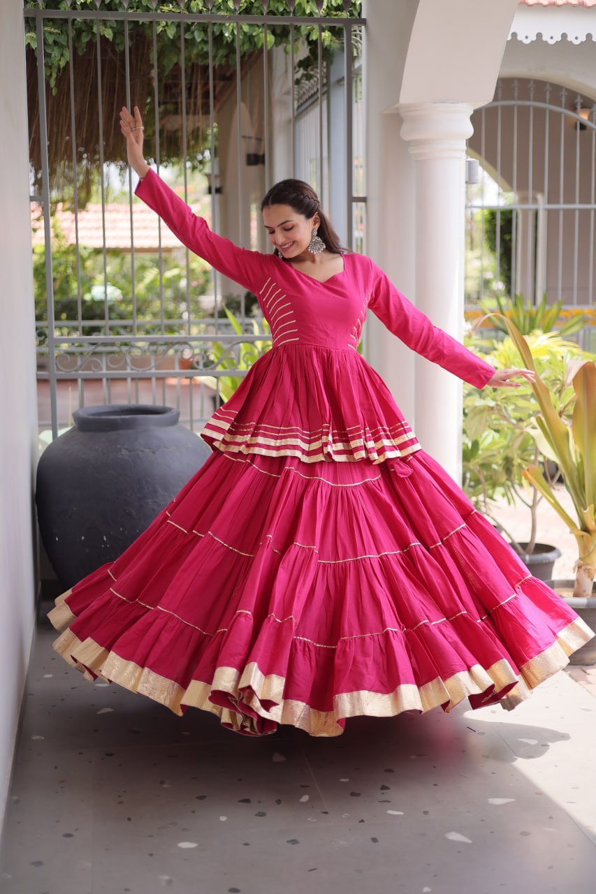 Pink Traditional Cora Cotton Lehenga Set
