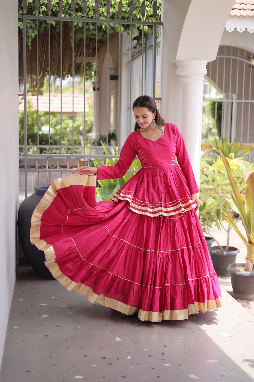 Pink Traditional Cora Cotton Lehenga Set