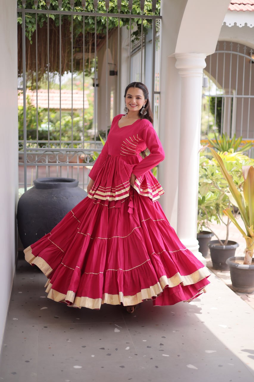Pink Traditional Cora Cotton Lehenga Set
