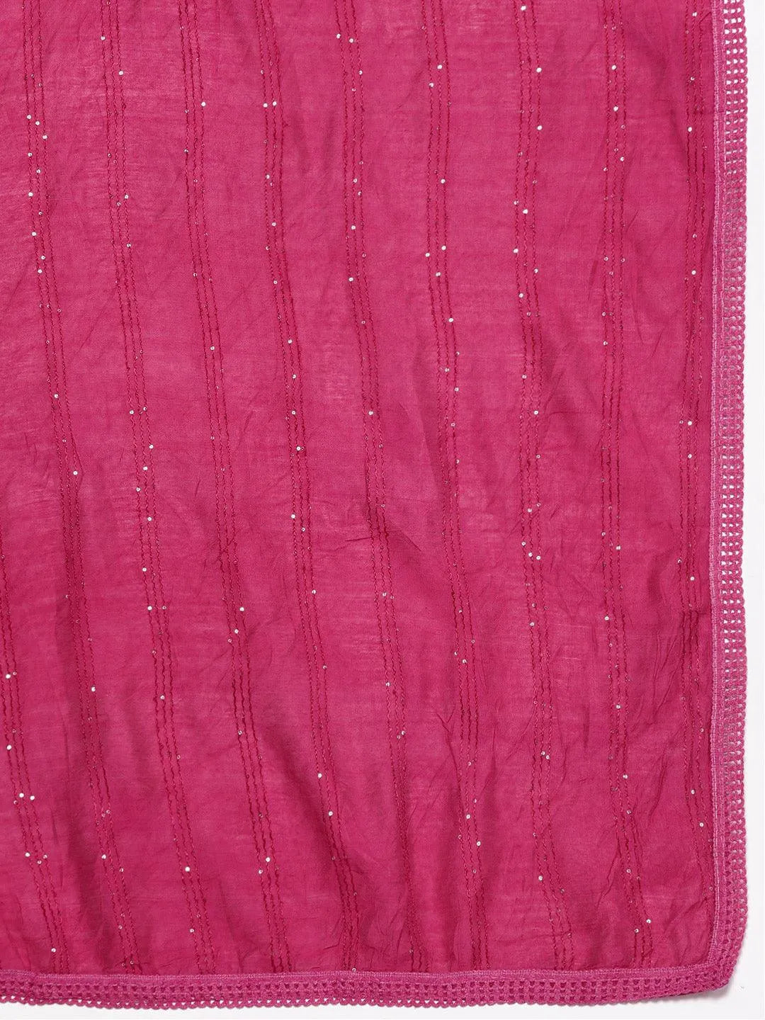 Anouk Pink Yoke Design Silk Blend Straight Suit With Dupatta