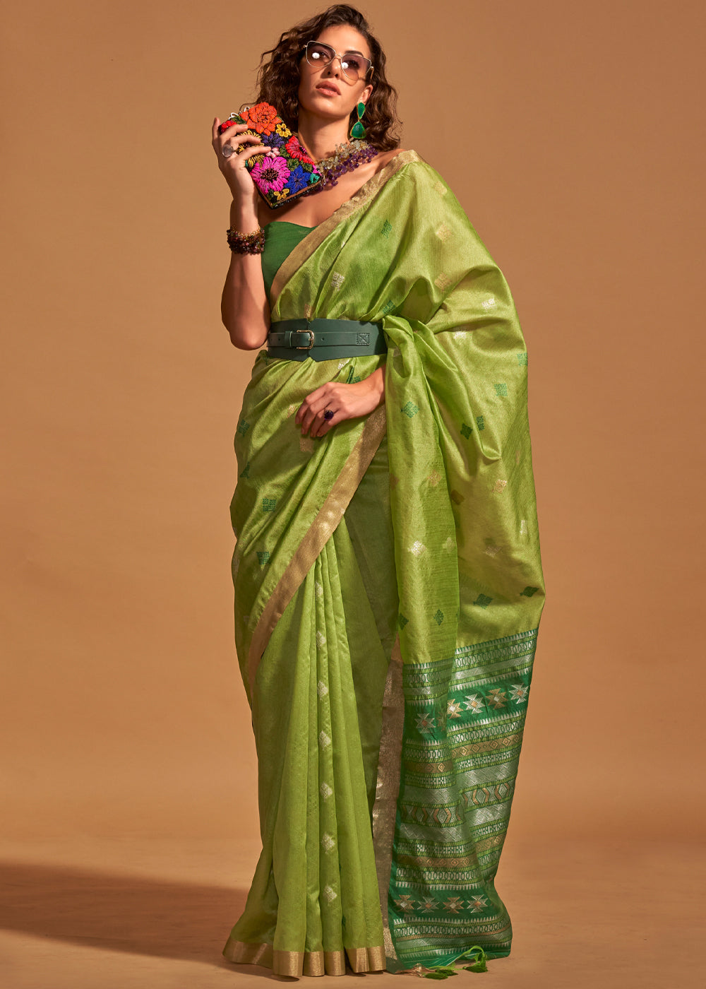Pista Elegant Banarasi Blended Silk Saree with Intricate Timeless Design – Ideal for Grand Occasions