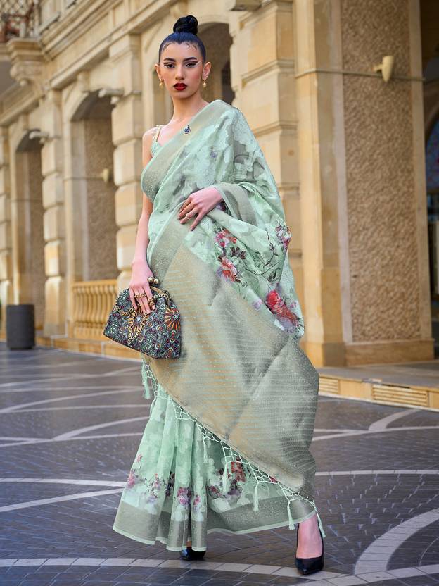 Pista Elegant Brasso Madurai Saree with Unstitched Blouse Piece
