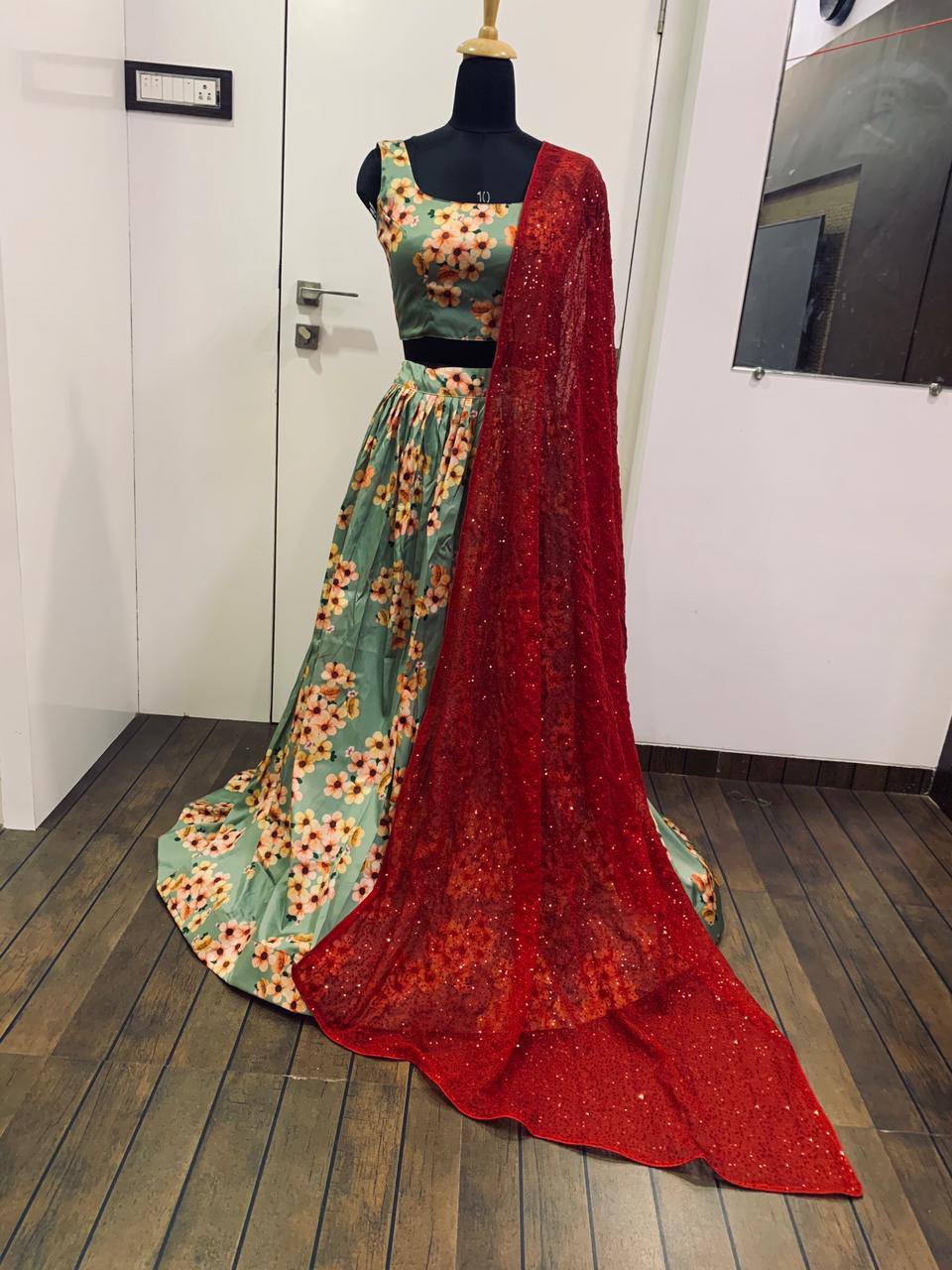 Pista Elegant Digital Print Lehenga Set