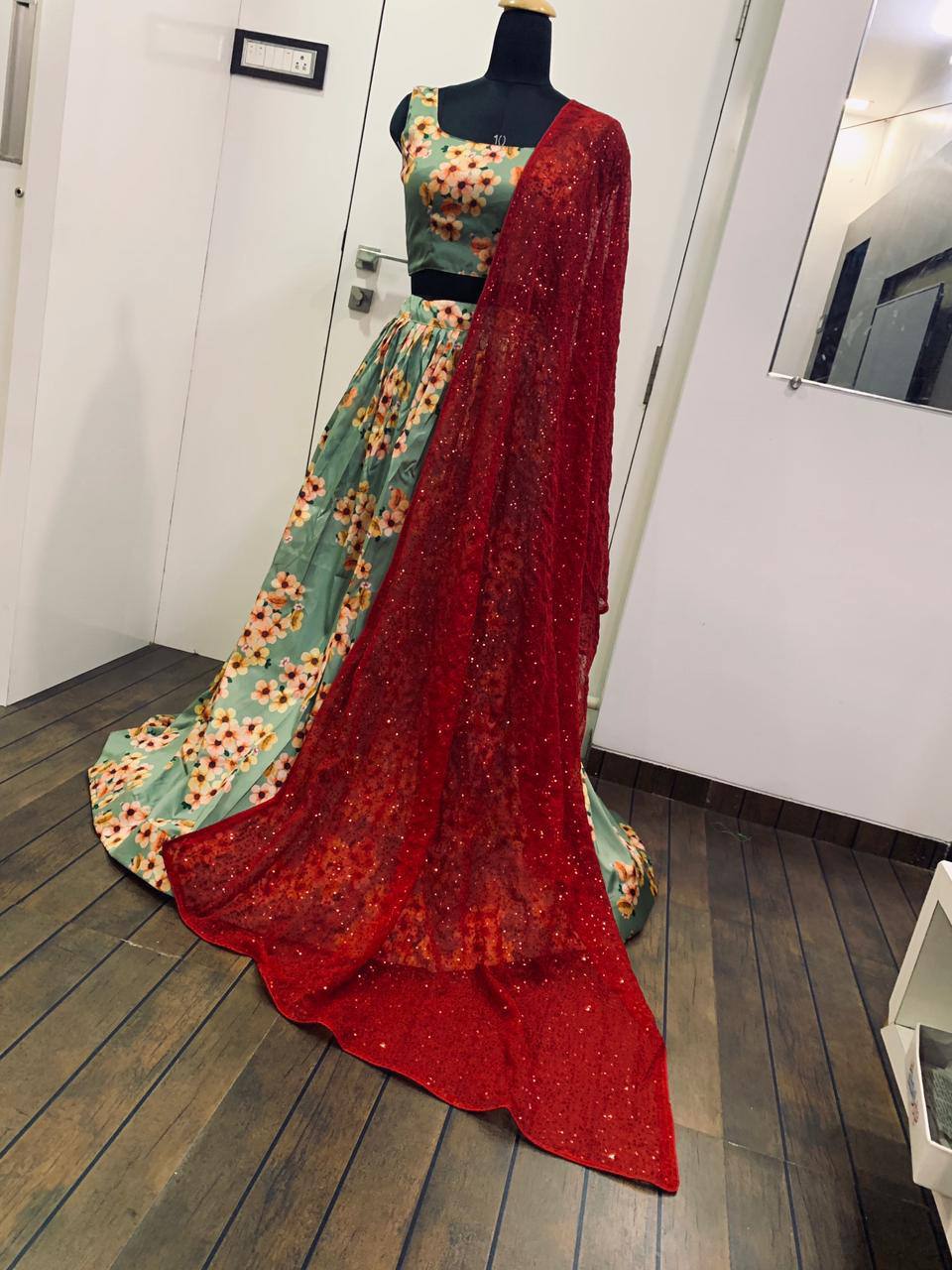 Pista Elegant Digital Print Lehenga Set