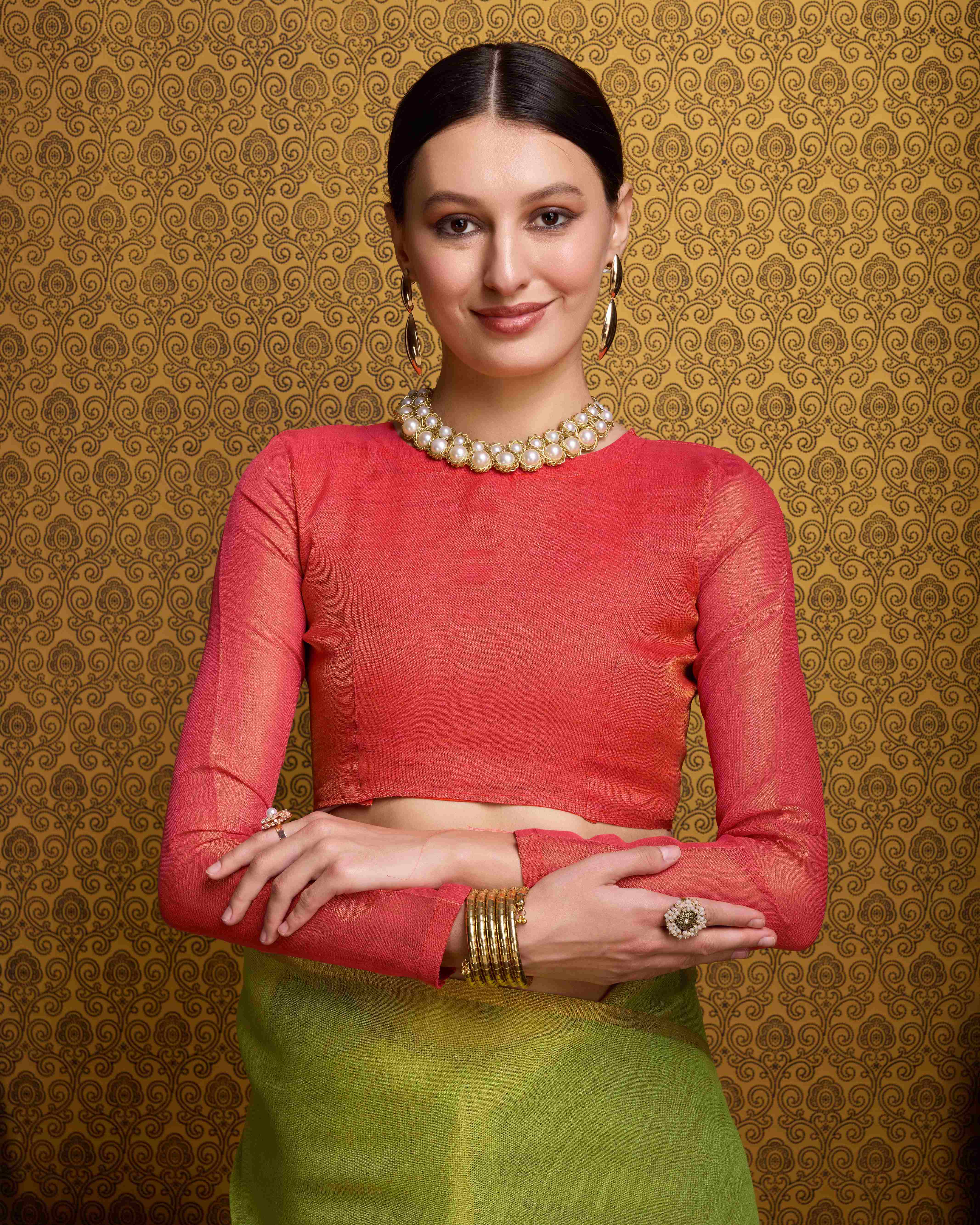 Pista Elegant Woven Design Linen Blend Saree with Zari Border