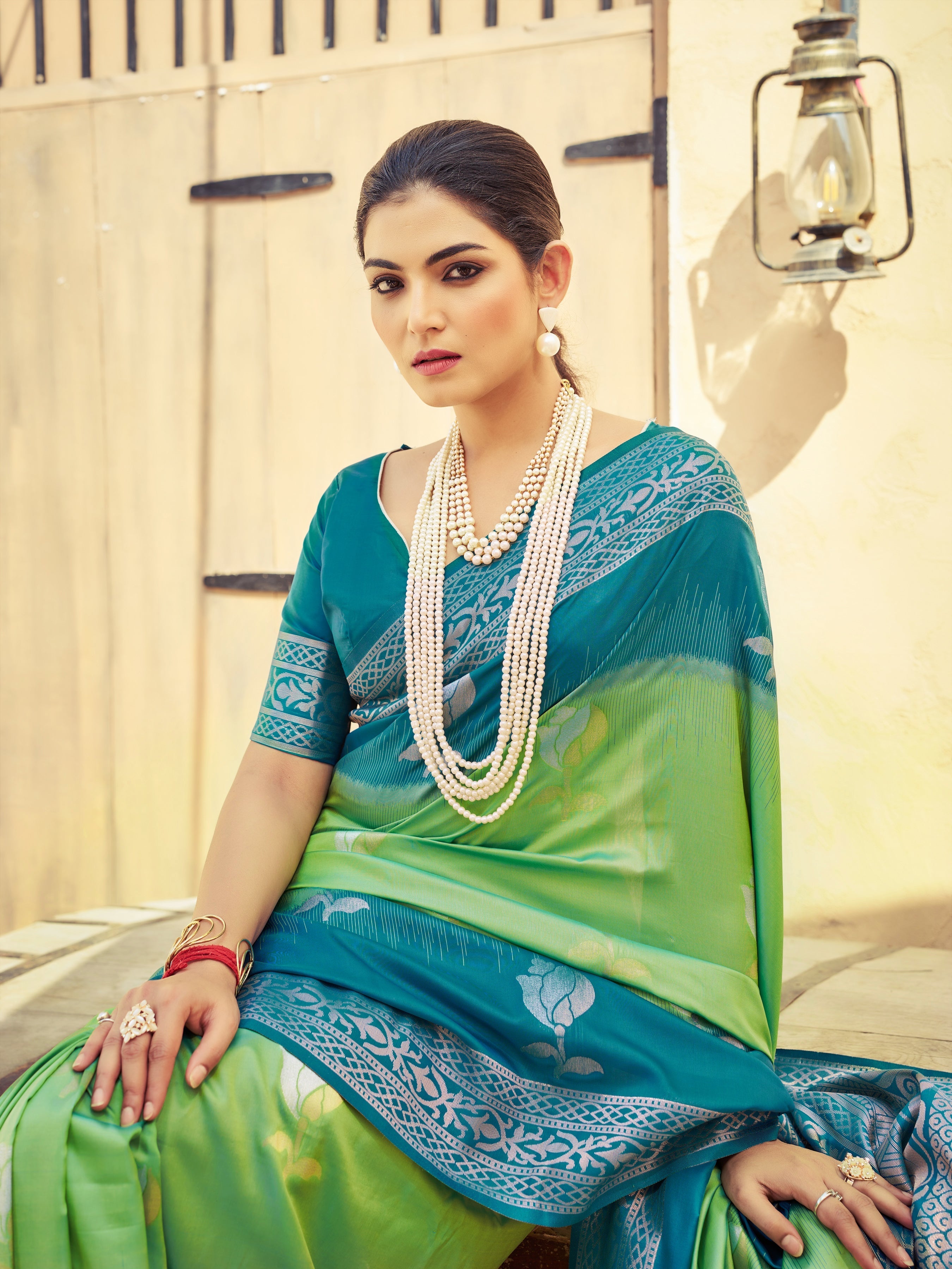 Pista Elegant Zari Woven Cotton Slub Saree with Georgette Blouse
