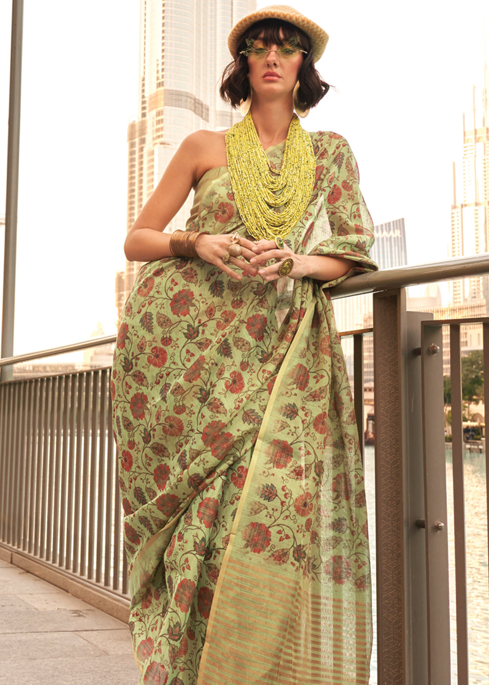 Pista Exquisite Blended Tissue Silk Saree with Blouse Piece