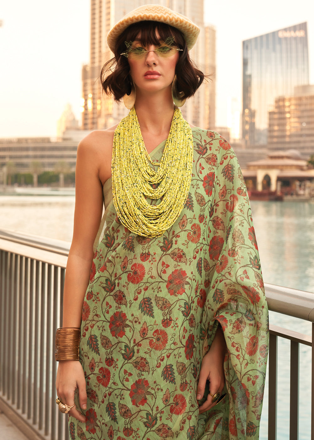 Pista Exquisite Blended Tissue Silk Saree with Blouse Piece