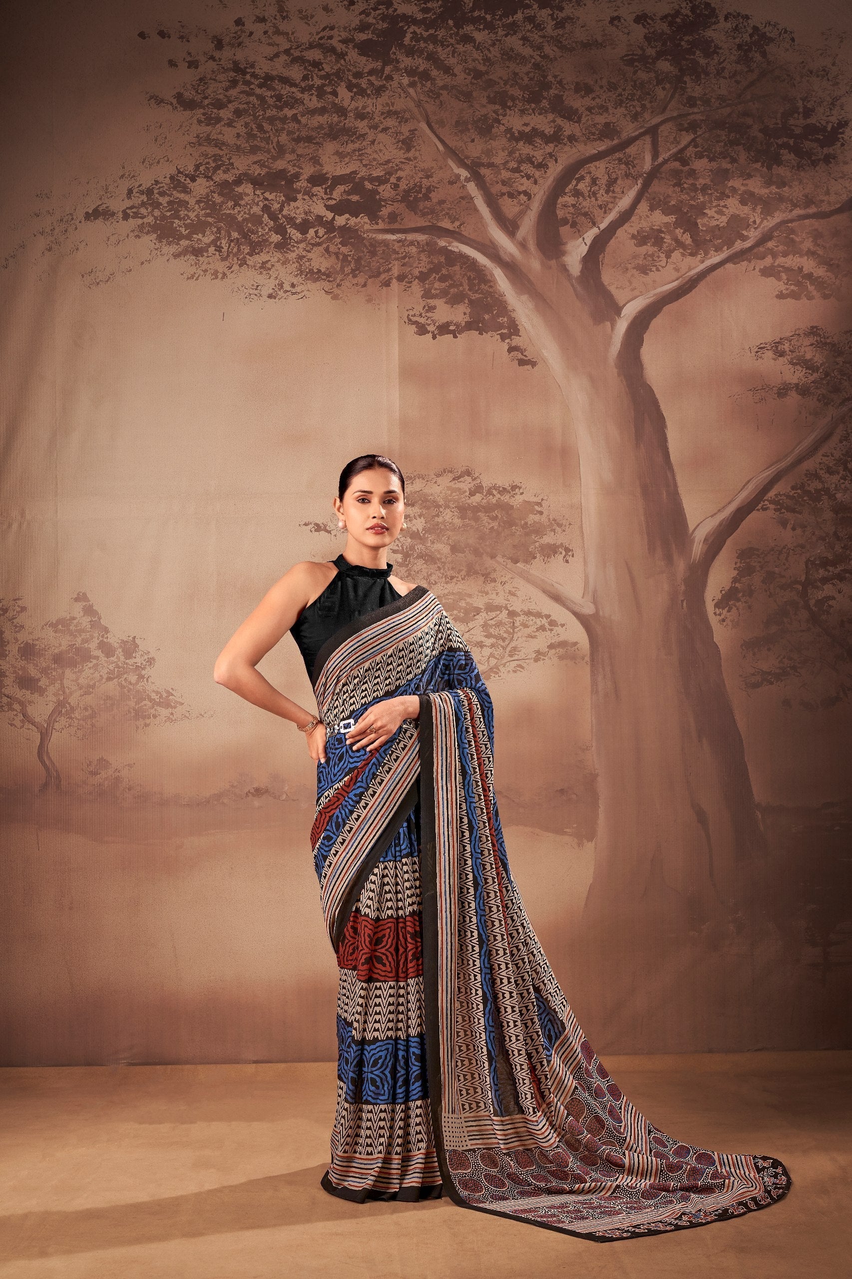Poly Mal Cotton Printed Saree