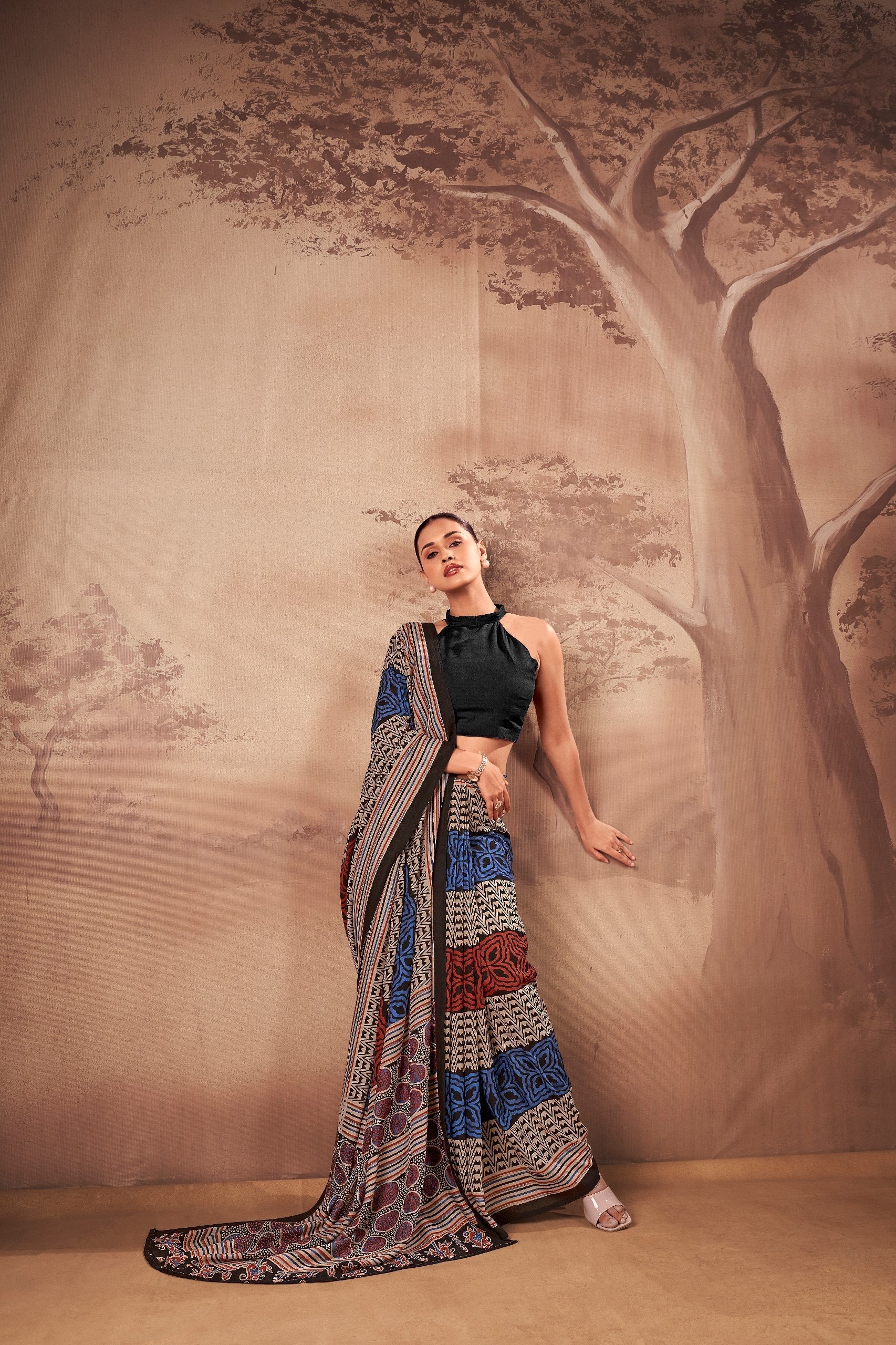 Poly Mal Cotton Printed Saree