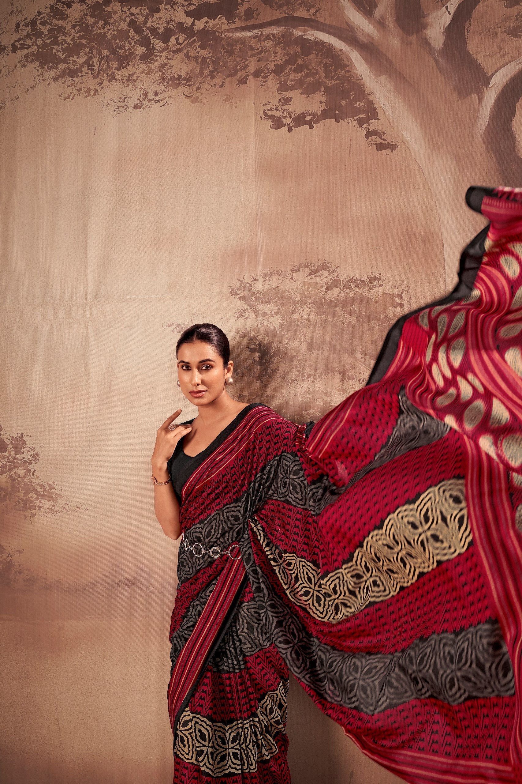 Poly Mal Cotton Printed Saree