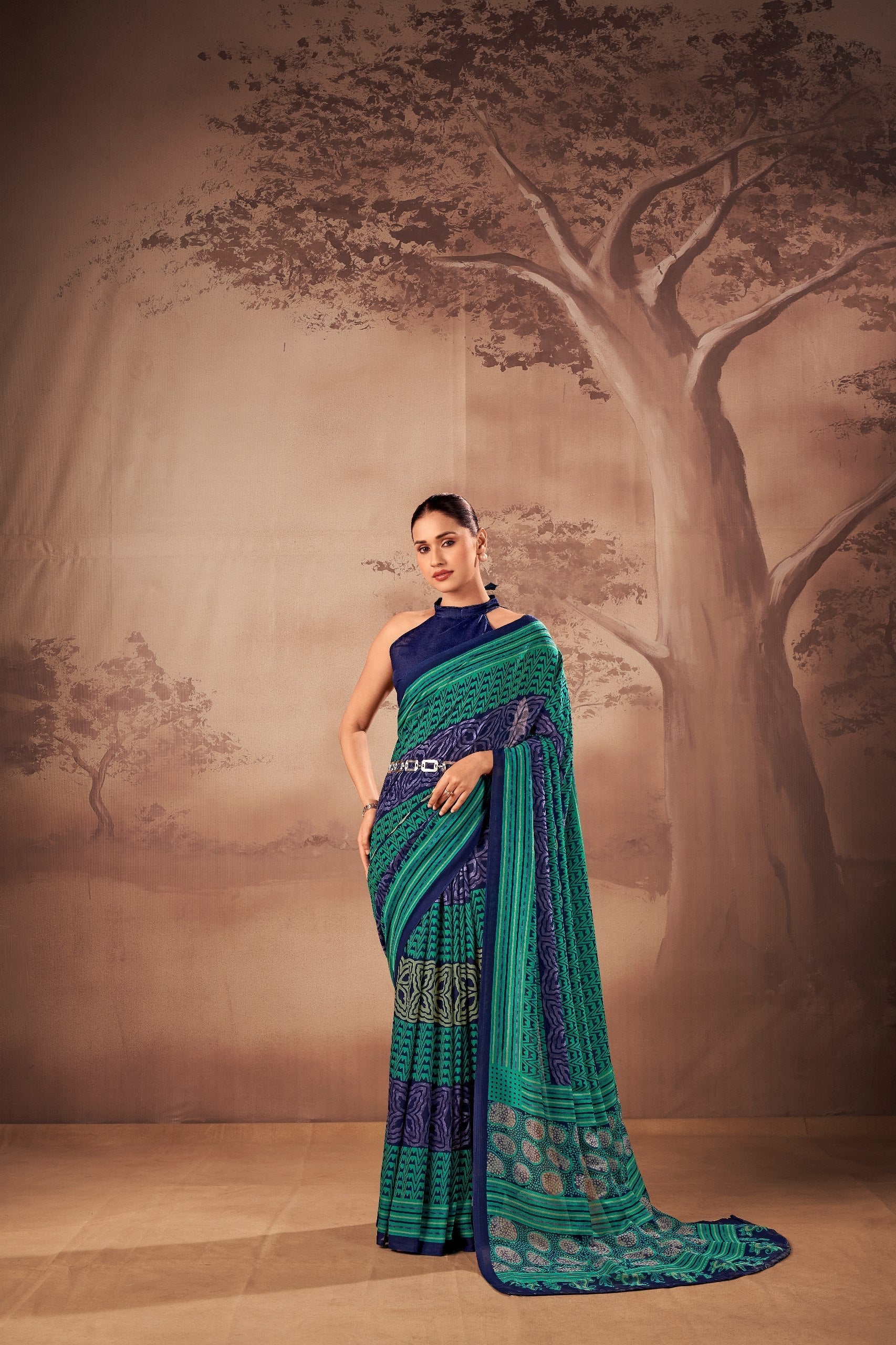 Poly Mal Cotton Printed Saree