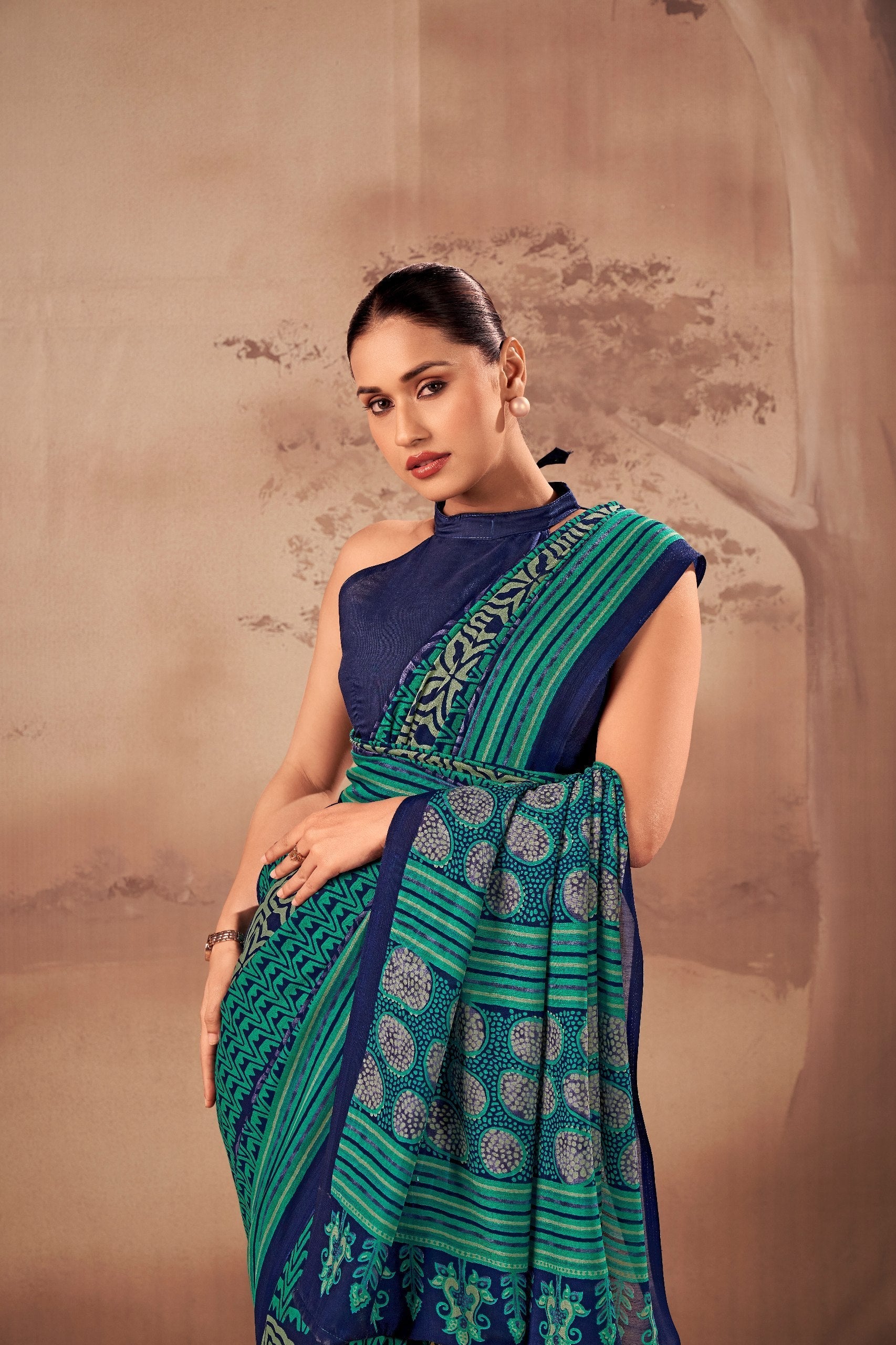 Poly Mal Cotton Printed Saree