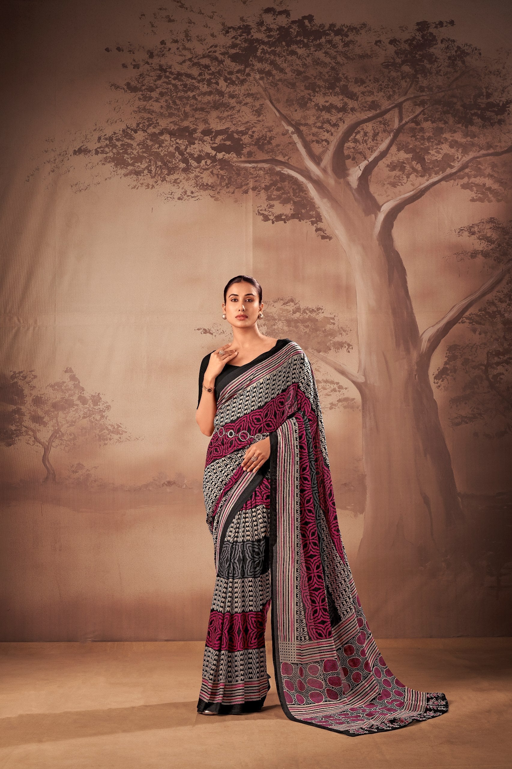 Poly Mal Cotton Printed Saree