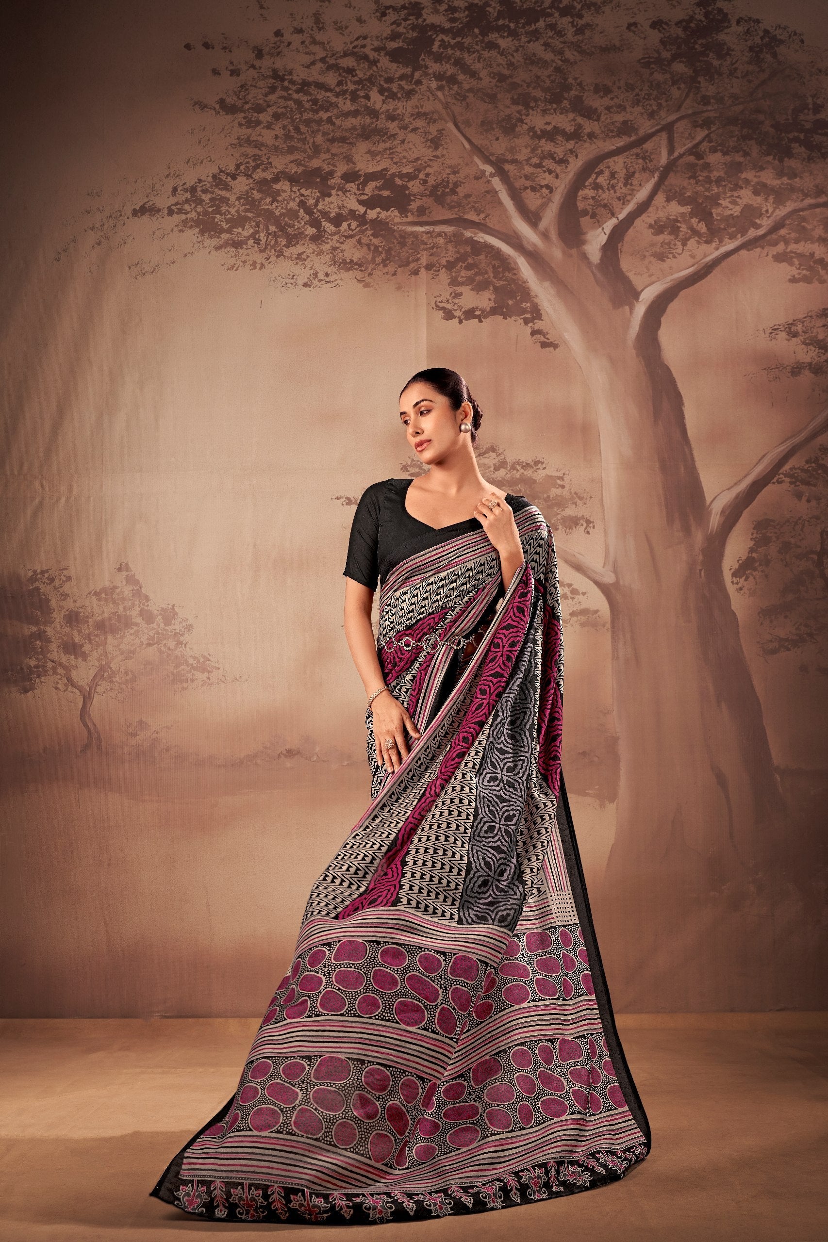 Poly Mal Cotton Printed Saree