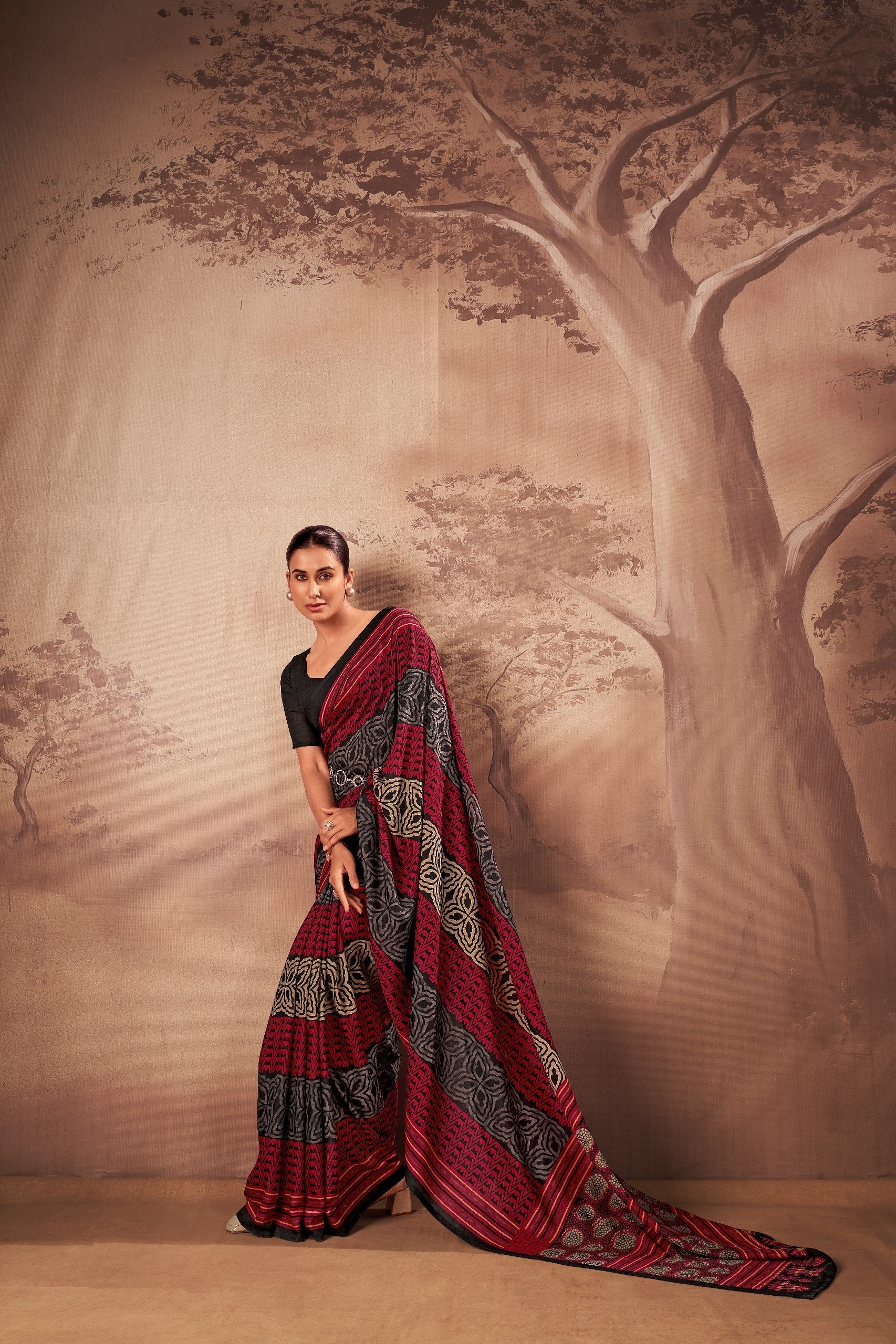 Poly Mal Cotton Printed Saree
