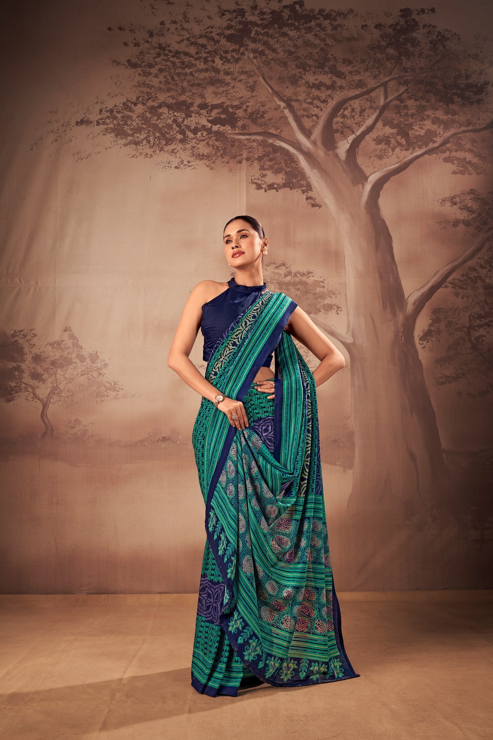 Poly Mal Cotton Printed Saree