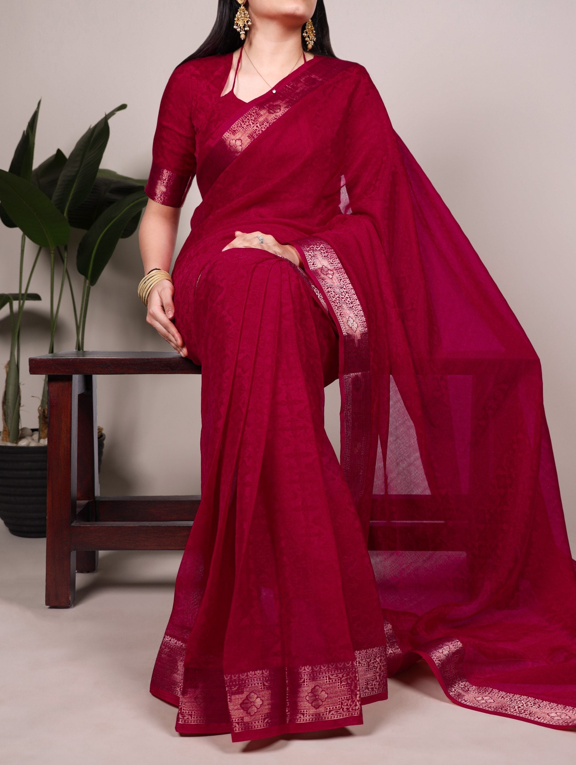 Poly Shimmer Zari Weaving Saree with Matching Unstitched Blouse Piece – Festive & Wedding Party Wear Saree for Women