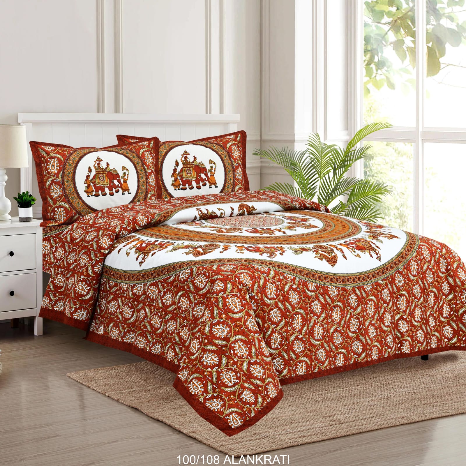 Cotton Bedsheet Set with Pillow Covers (100x108 Inches)