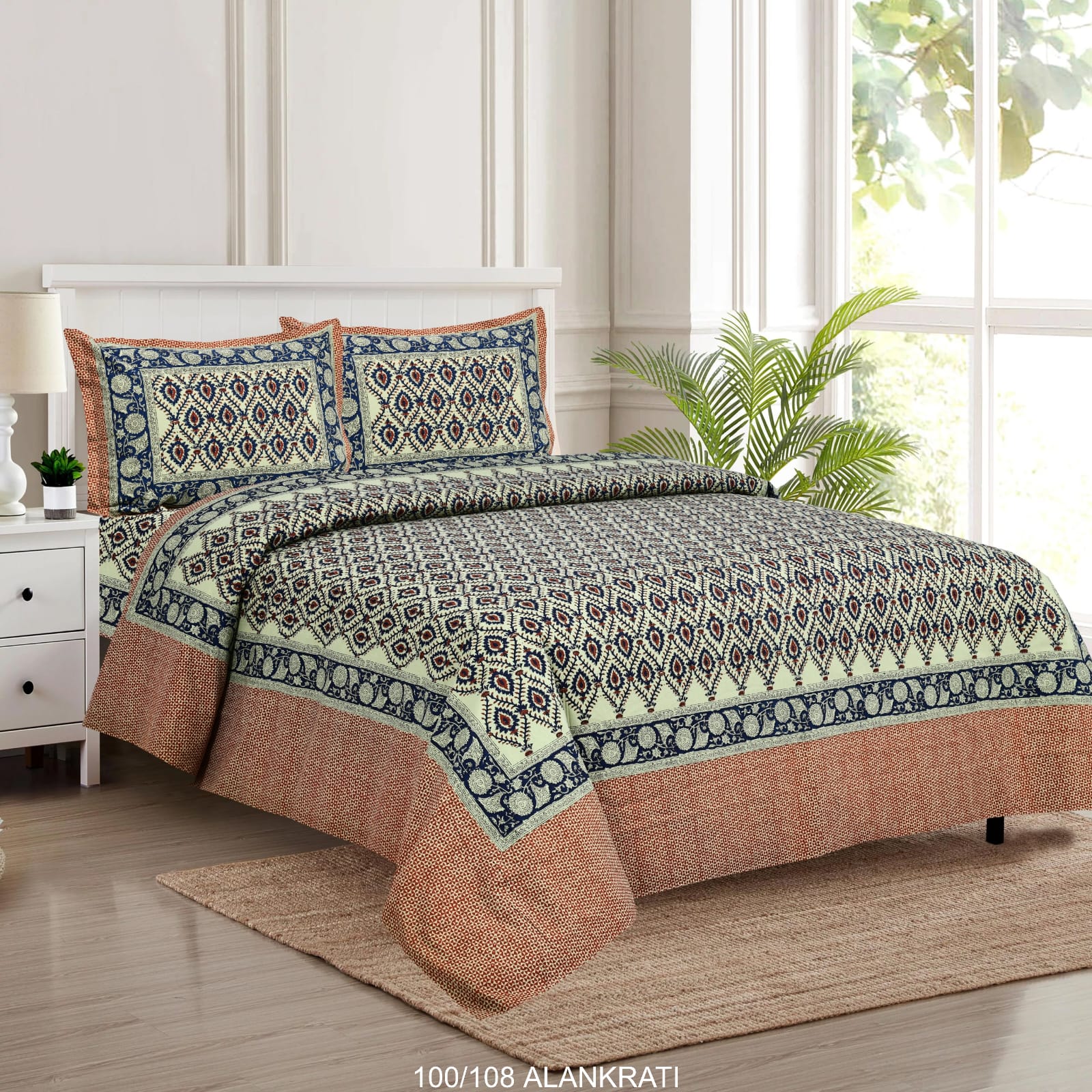 Cotton Bedsheet Set with Pillow Covers (100x108 Inches)