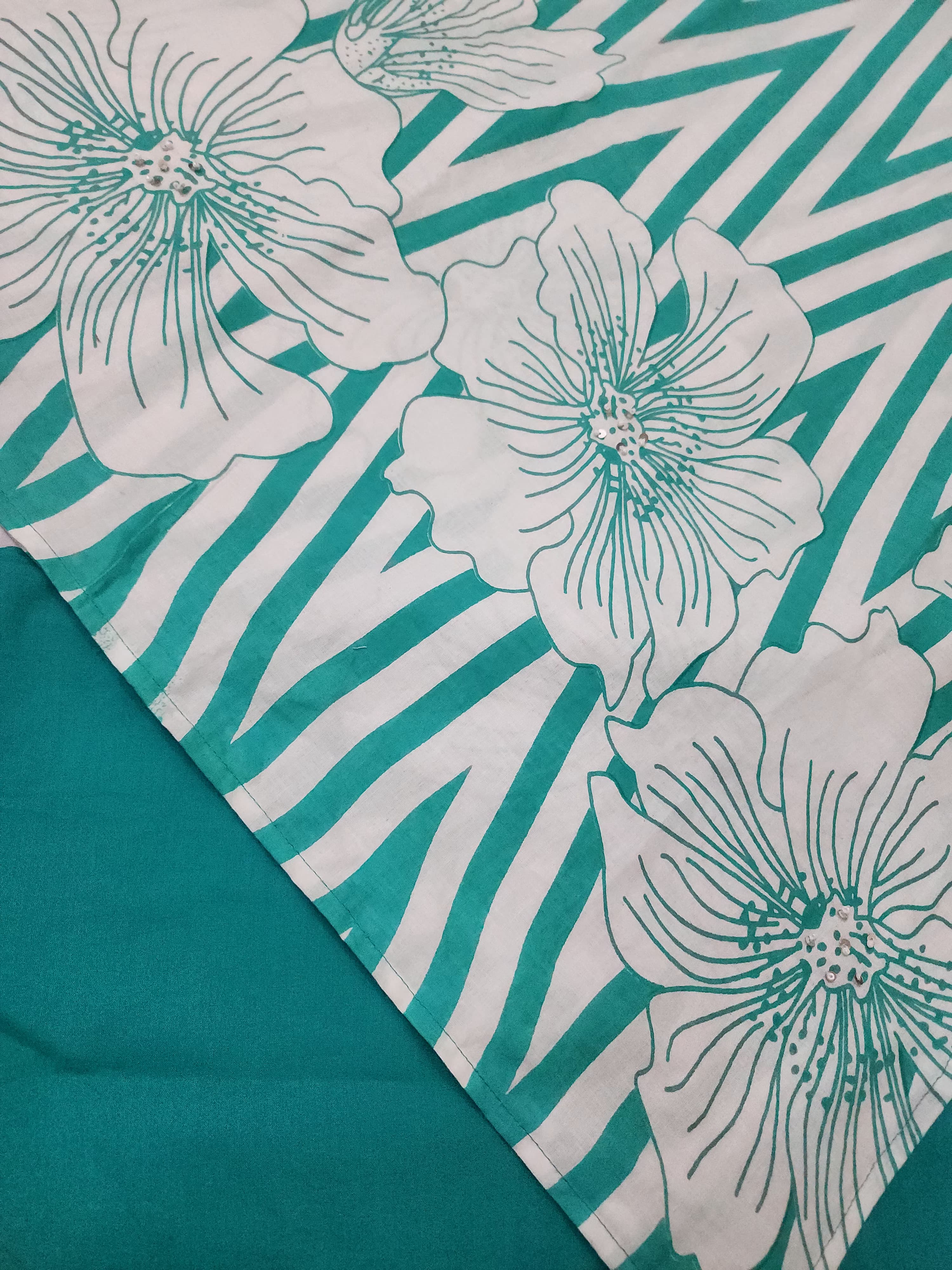 Printed 60x60 Cotton Co-ord Set with Sequence & Moti Work