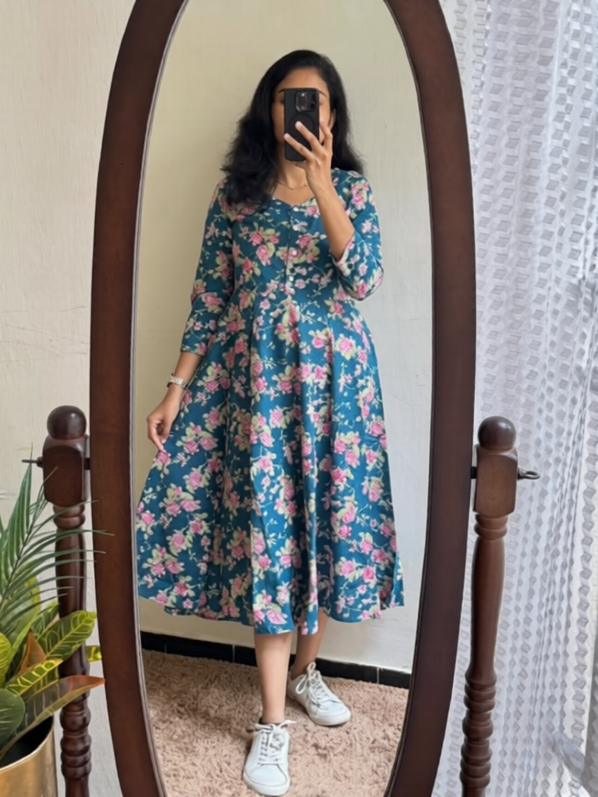 Printed Cotton 60/60 Midi Dress for Women