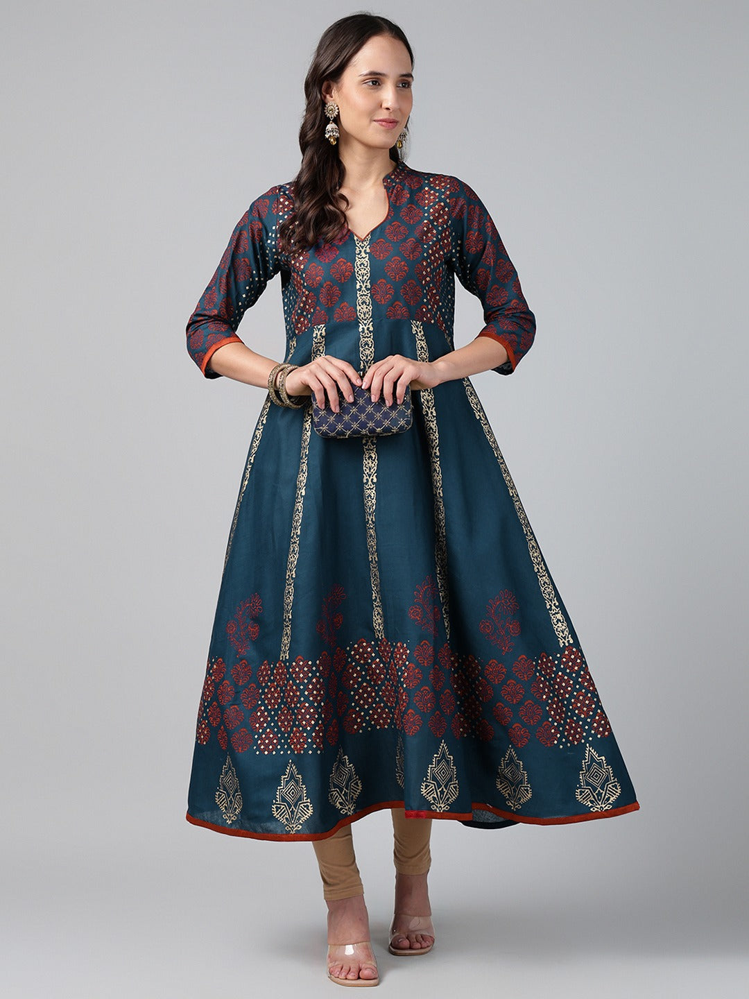 Printed Cotton Anarkali Kurta for Women