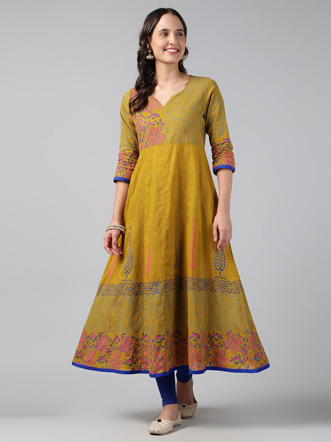 Printed Cotton Anarkali Kurta for Women