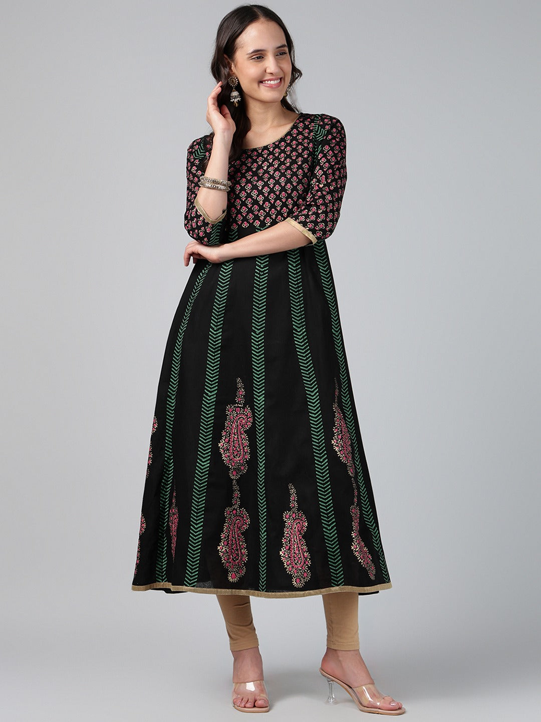 Printed Cotton Anarkali Kurta for Women
