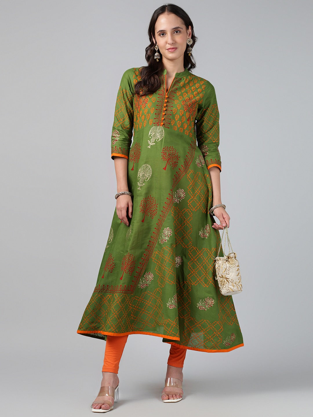 Printed Cotton Anarkali Kurta for Women