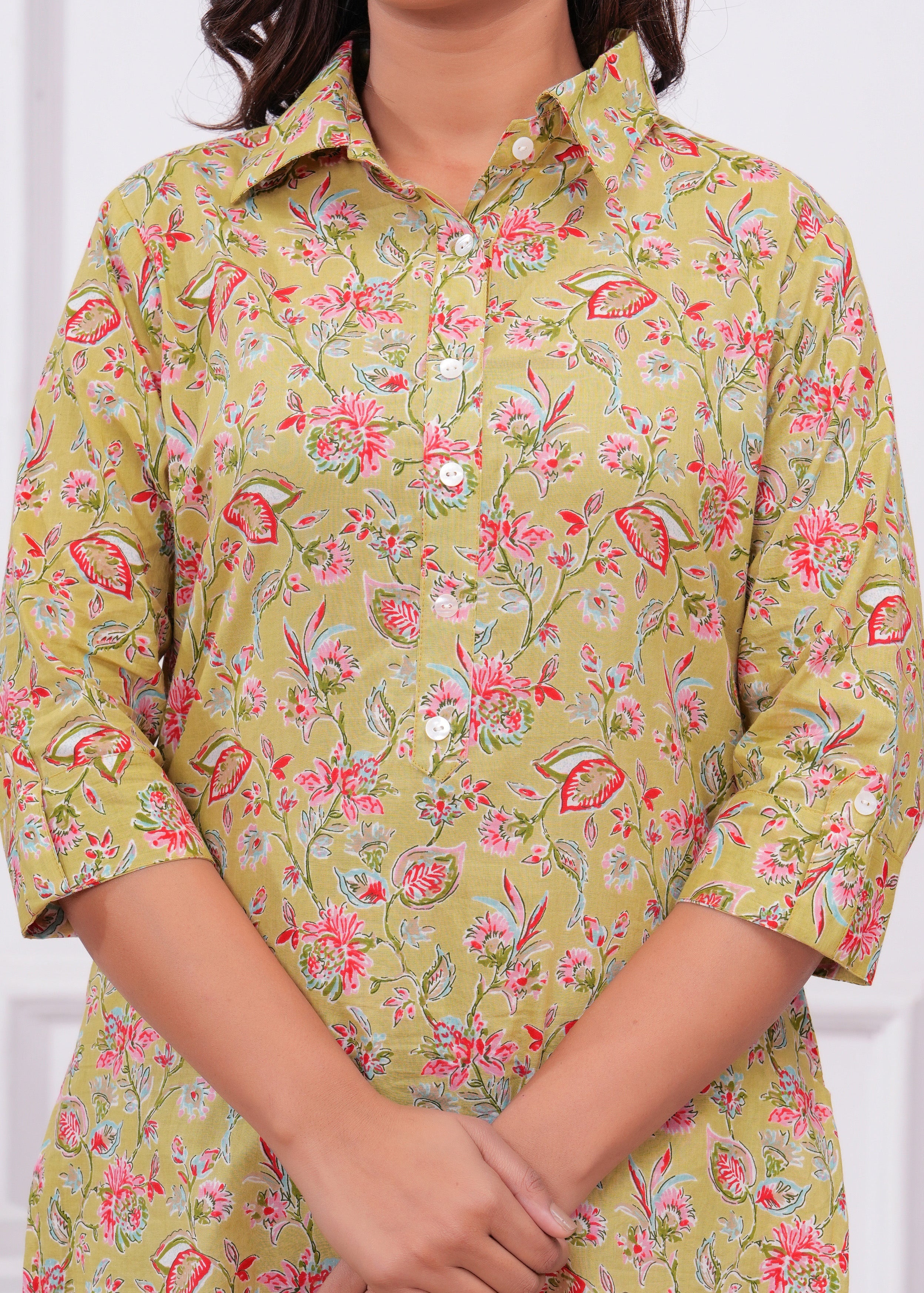 Printed Cotton Cord Set with Straight-Fit Pant & Short Kurti