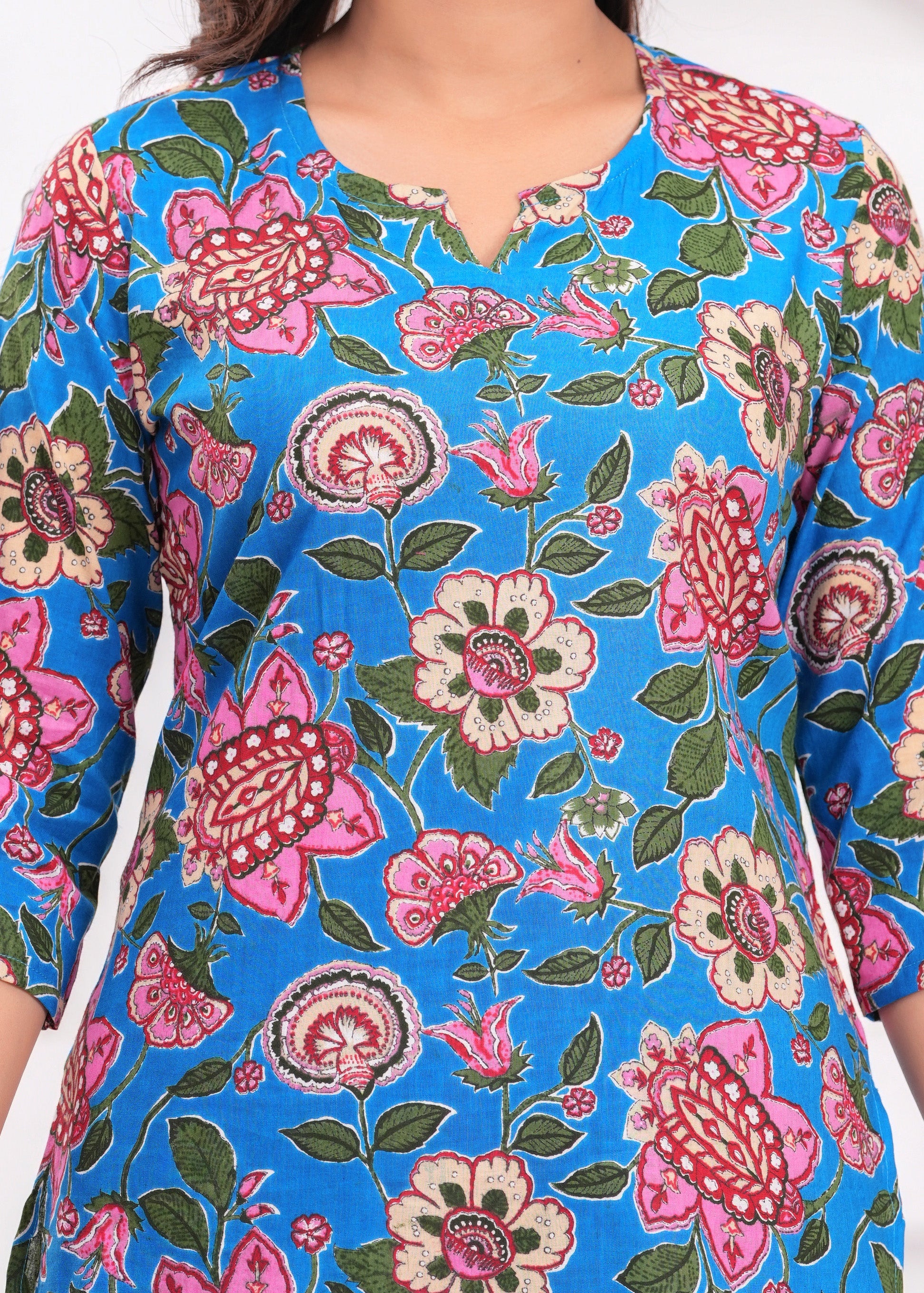 Printed Cotton Cord Set with Straight-Fit Pant & Short Kurti