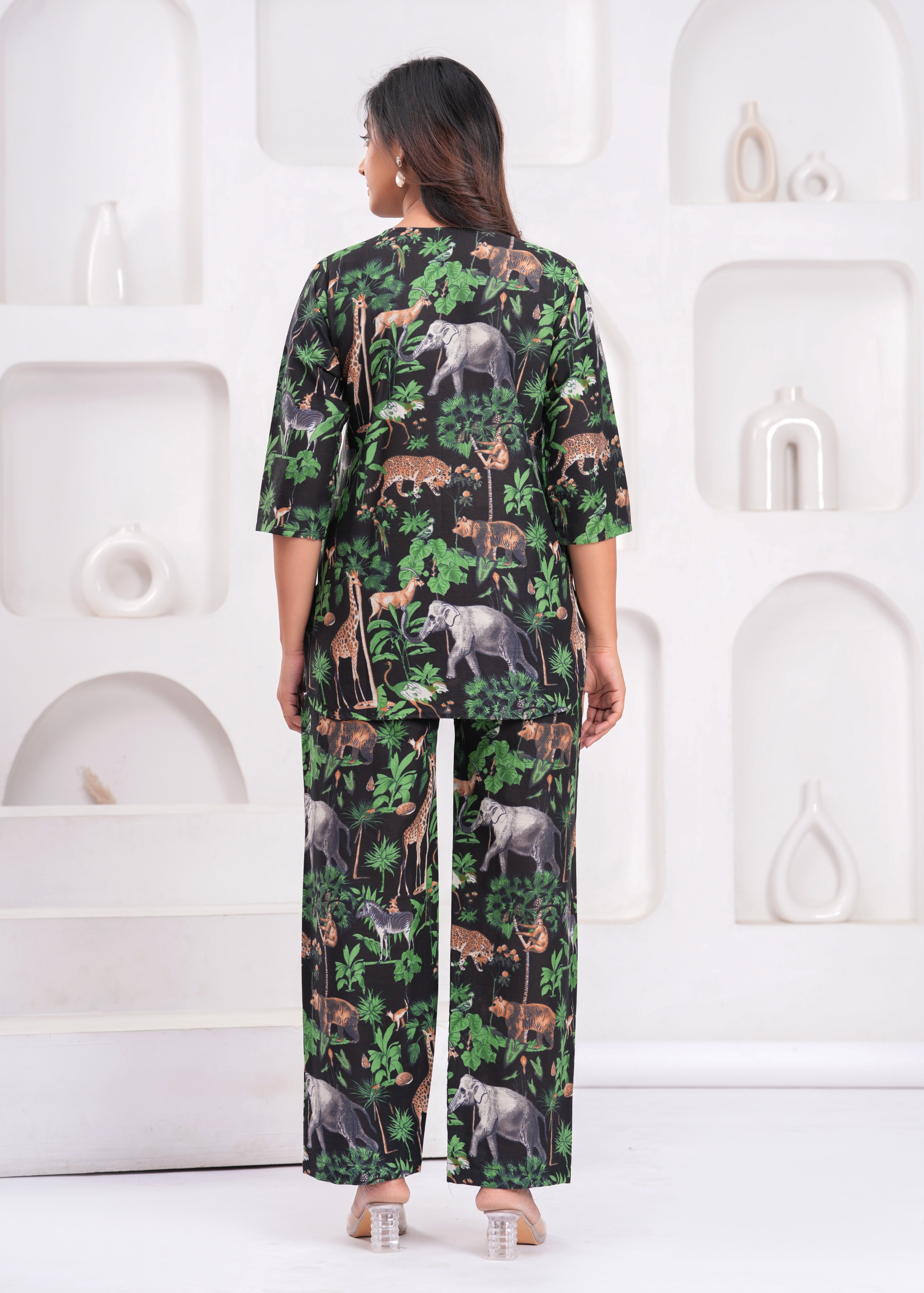 Printed Cotton Cord Set with Straight-Fit Pant & Short Kurti
