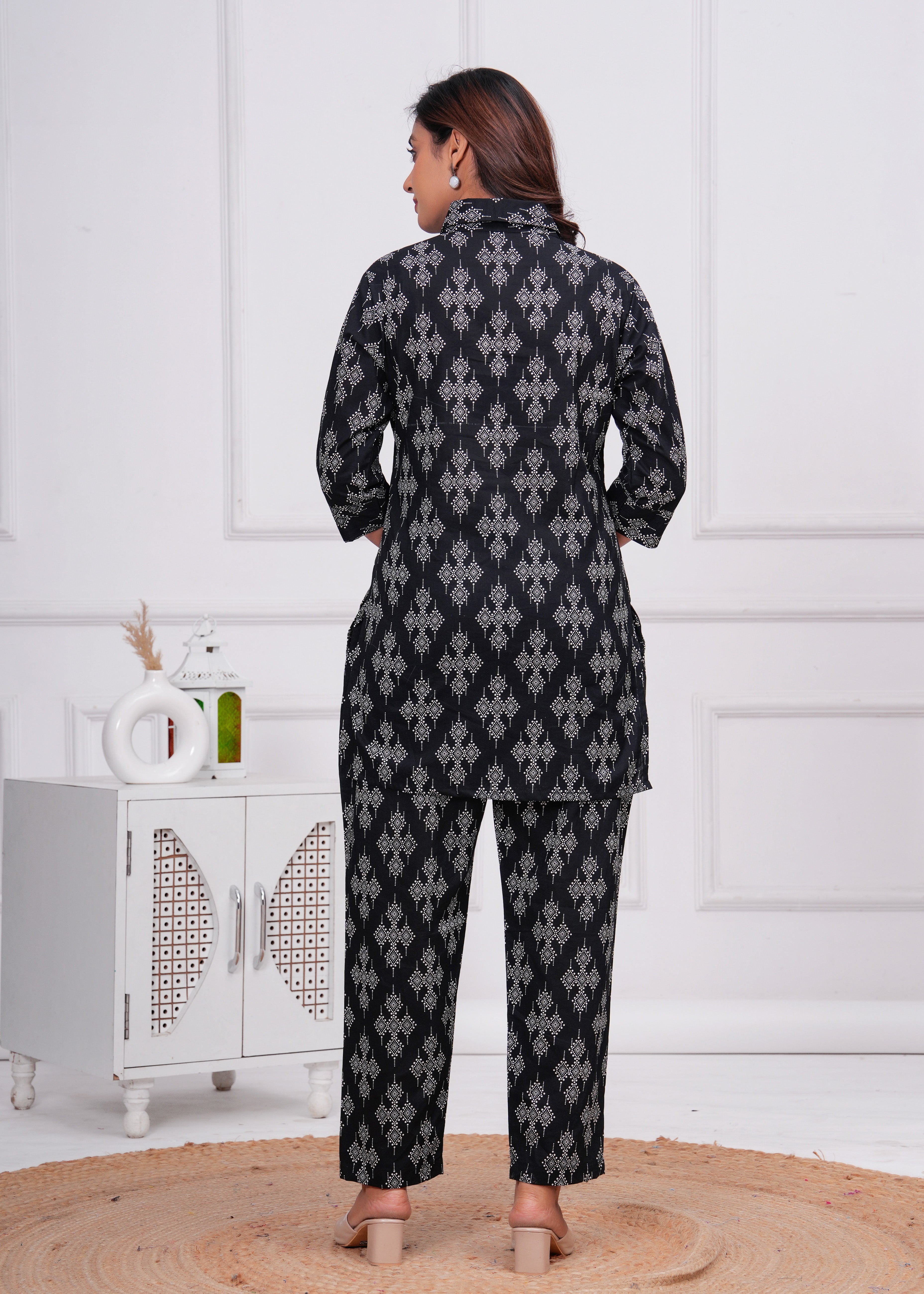 Printed Cotton Cord Set with Straight-Fit Pant & Short Kurti