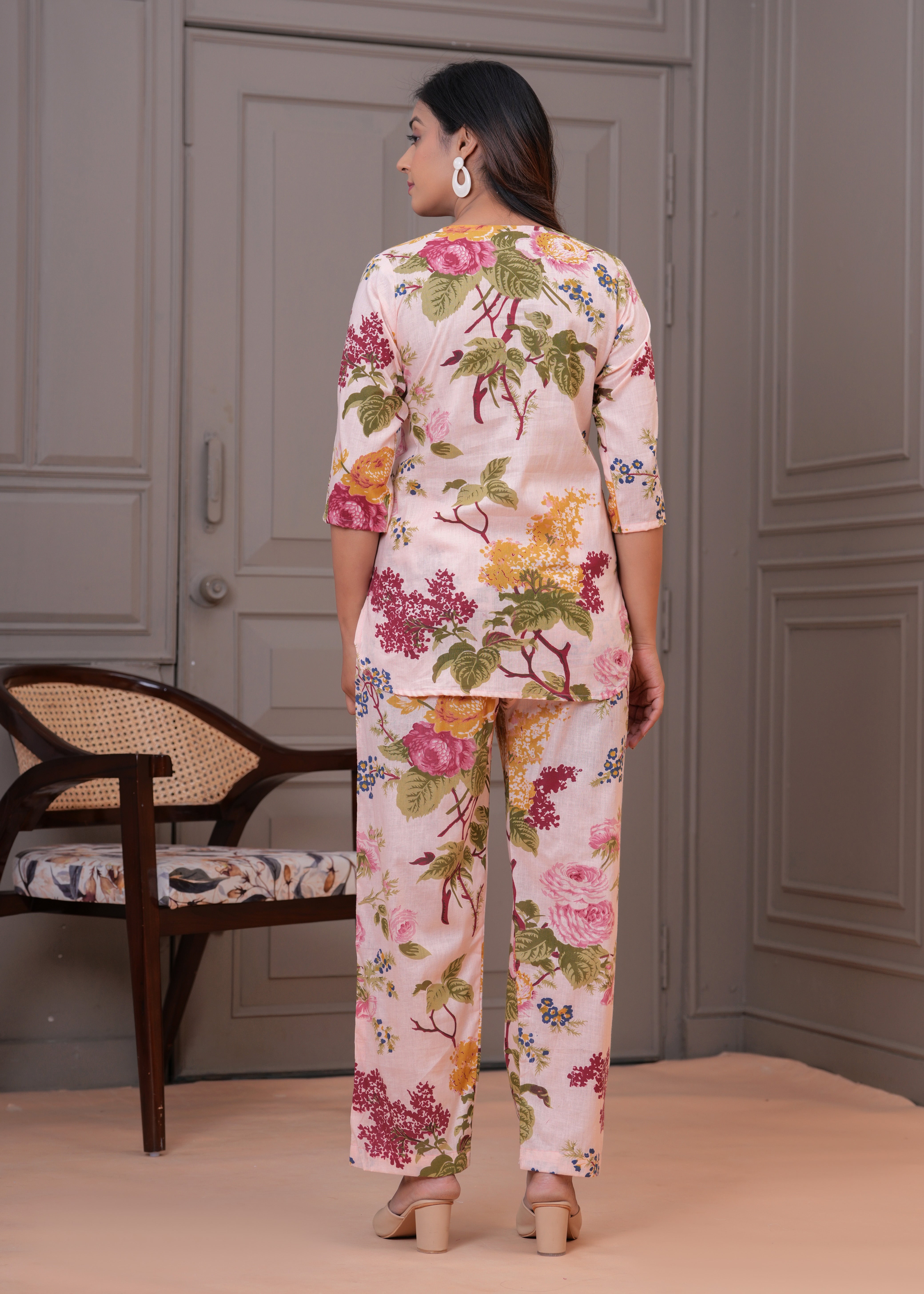 Printed Cotton Cord Set with Straight-Fit Pant & Short Kurti