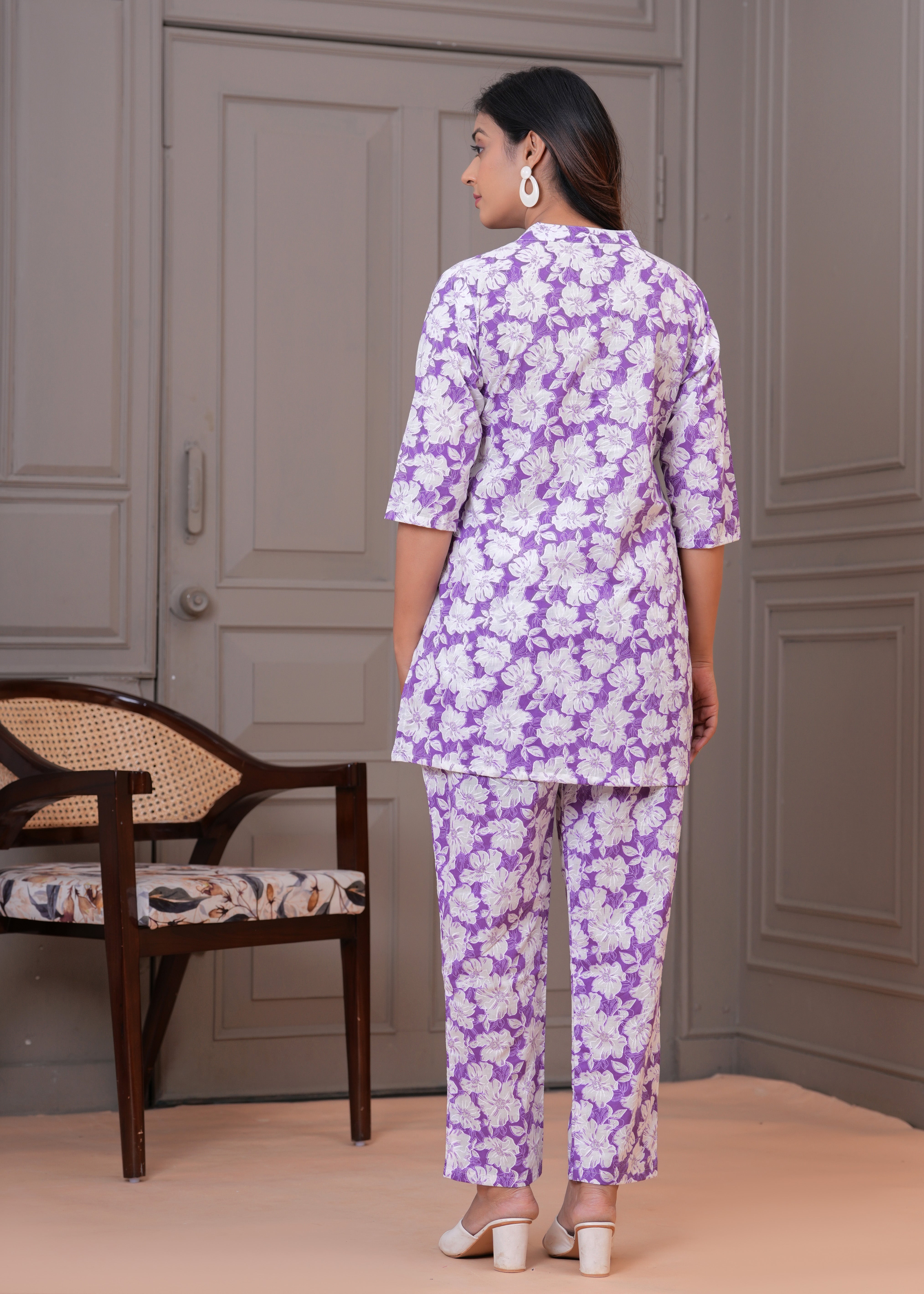 Printed Cotton Cord Set with Straight-Fit Pant & Short Kurti