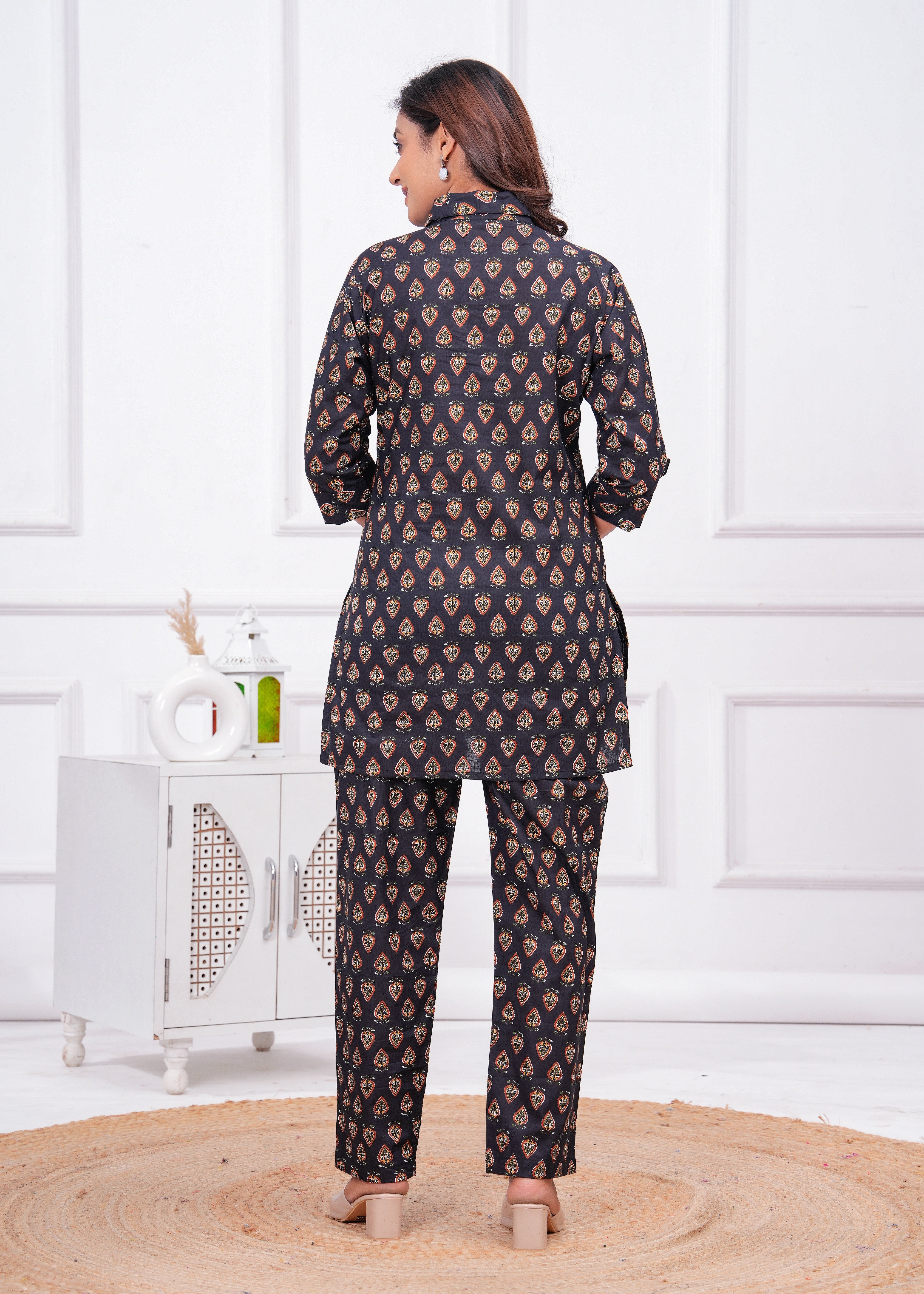Printed Cotton Cord Set with Straight-Fit Pant & Short Kurti