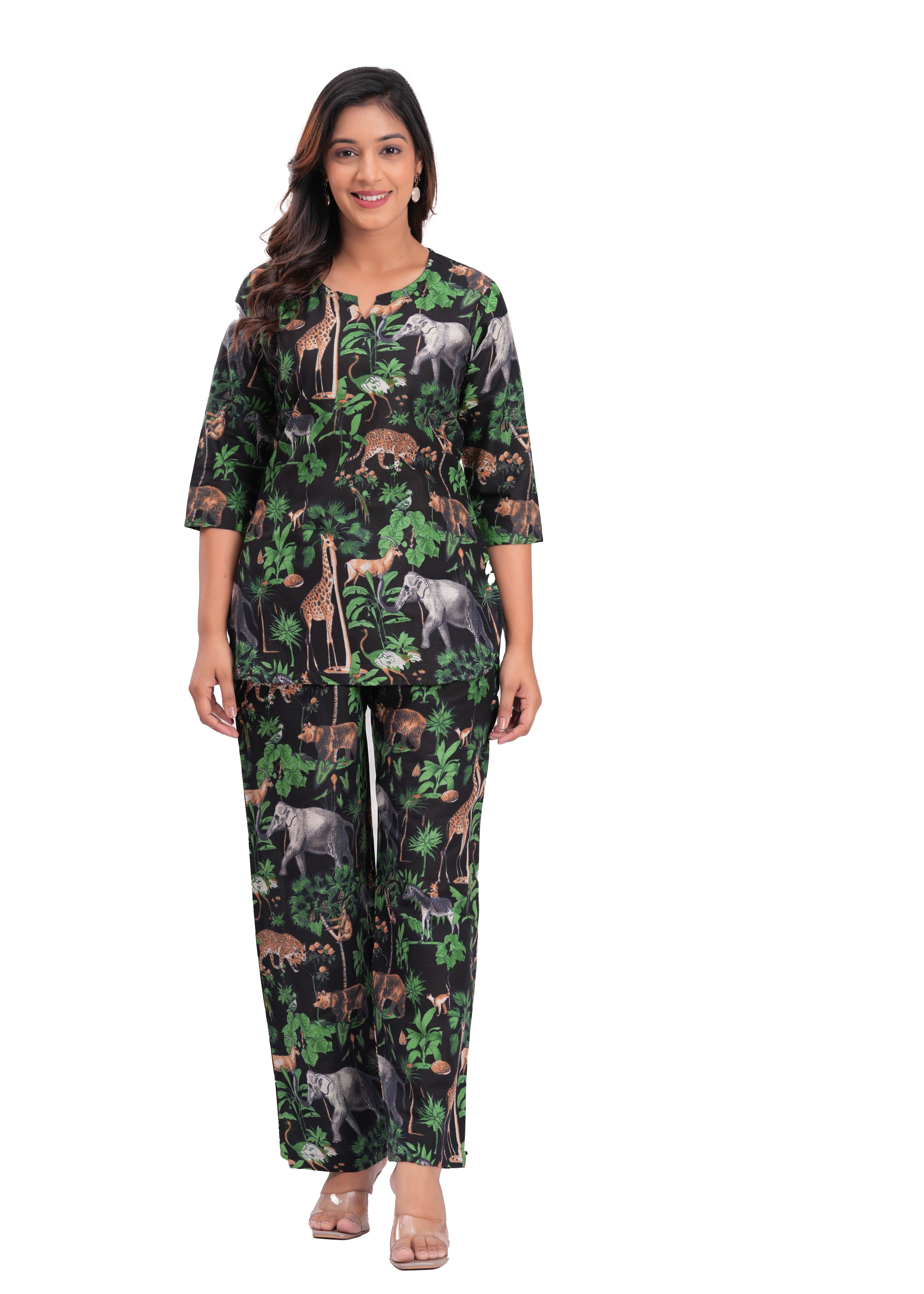 Printed Cotton Cord Set with Straight-Fit Pant & Short Kurti