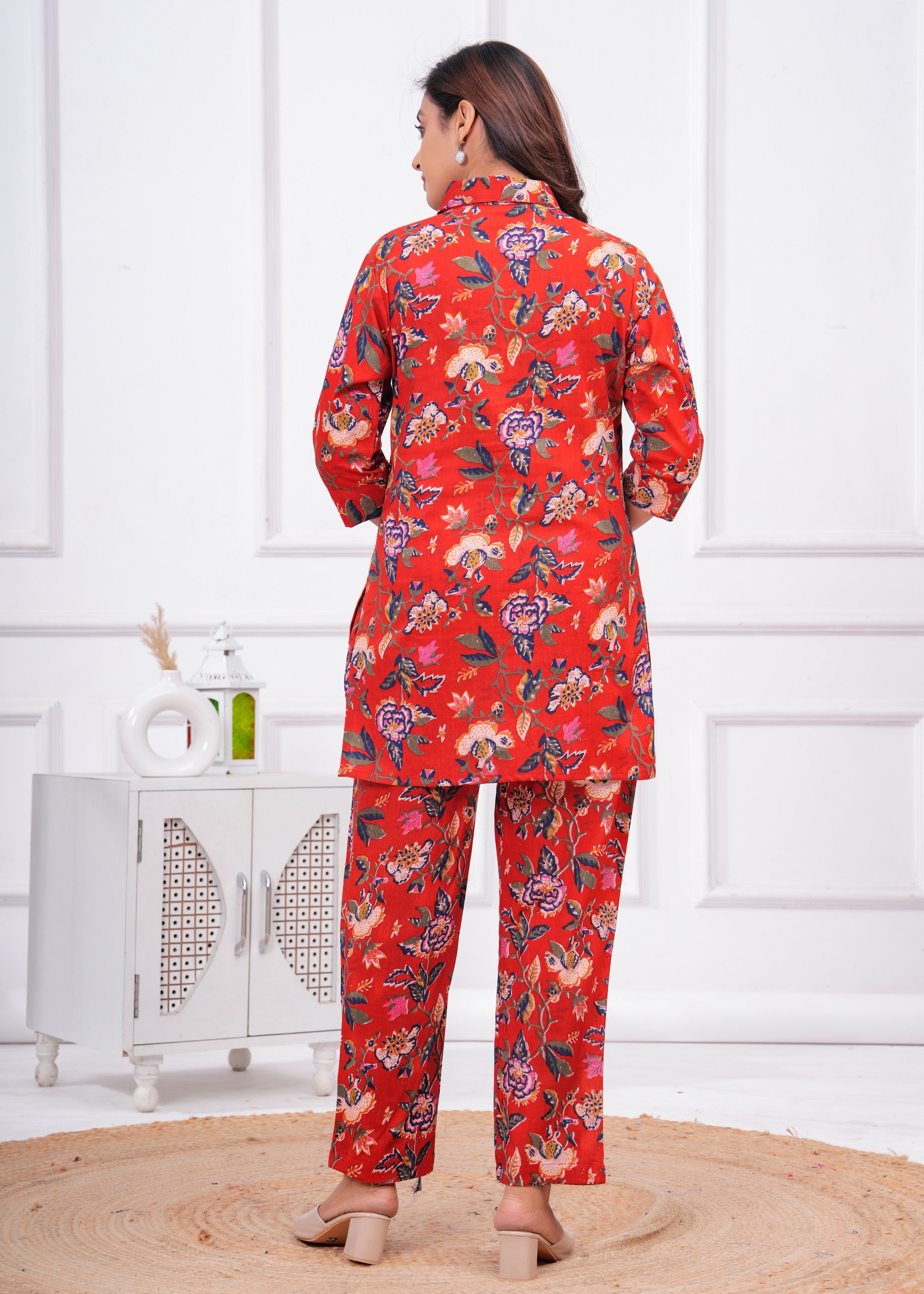 Printed Cotton Cord Set with Straight-Fit Pant & Short Kurti