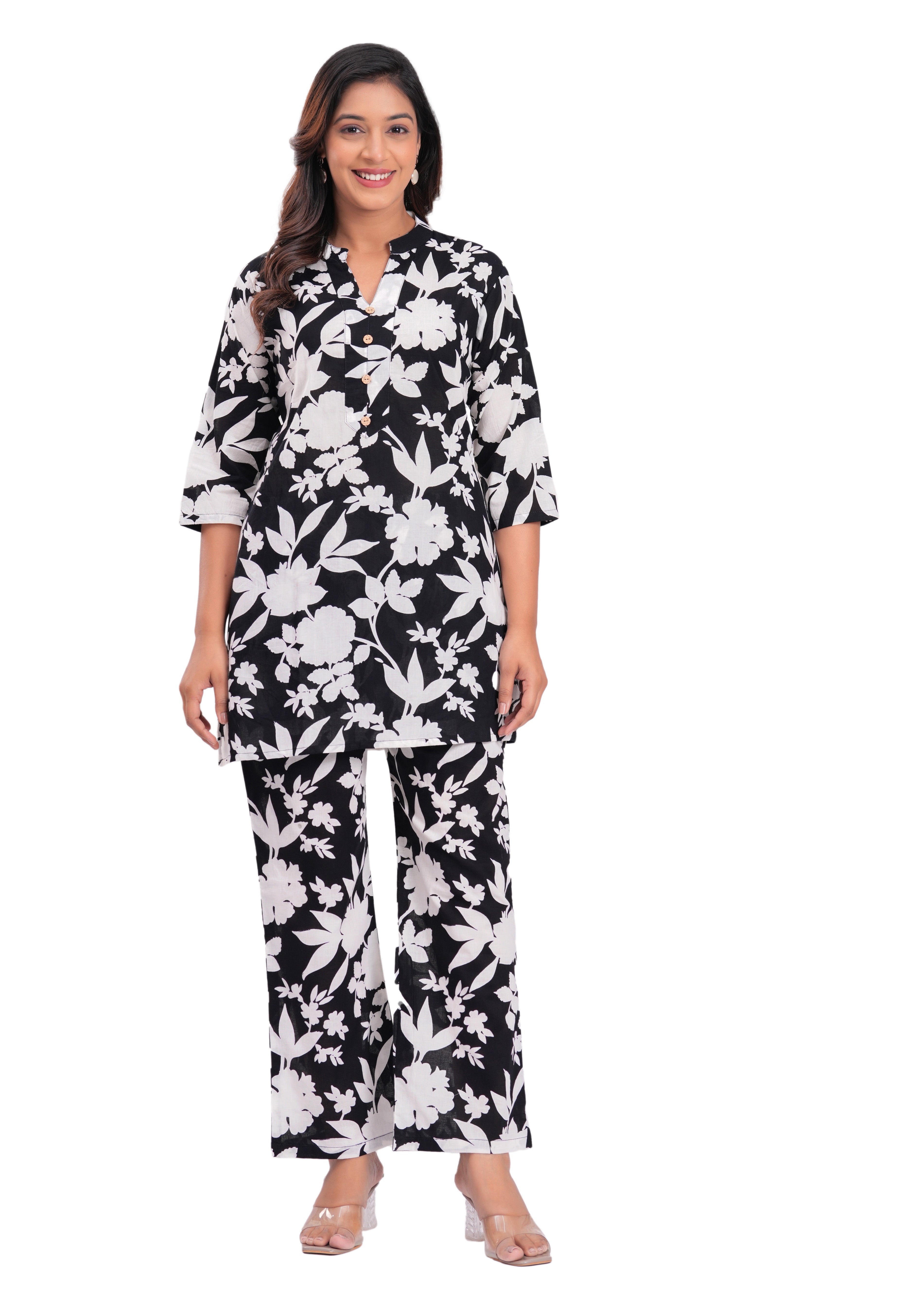 Printed Cotton Cord Set with Straight-Fit Pant & Short Kurti