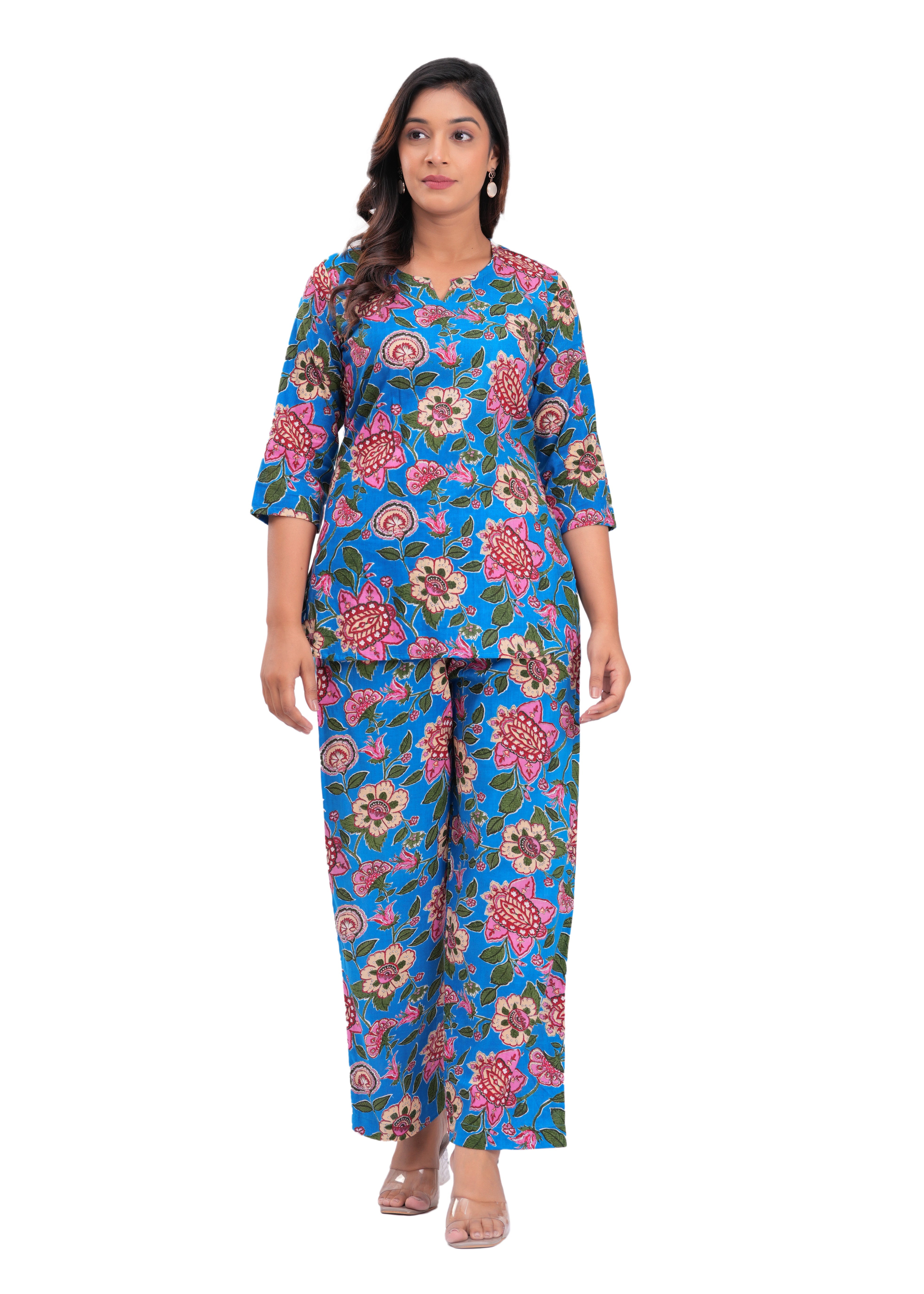 Printed Cotton Cord Set with Straight-Fit Pant & Short Kurti