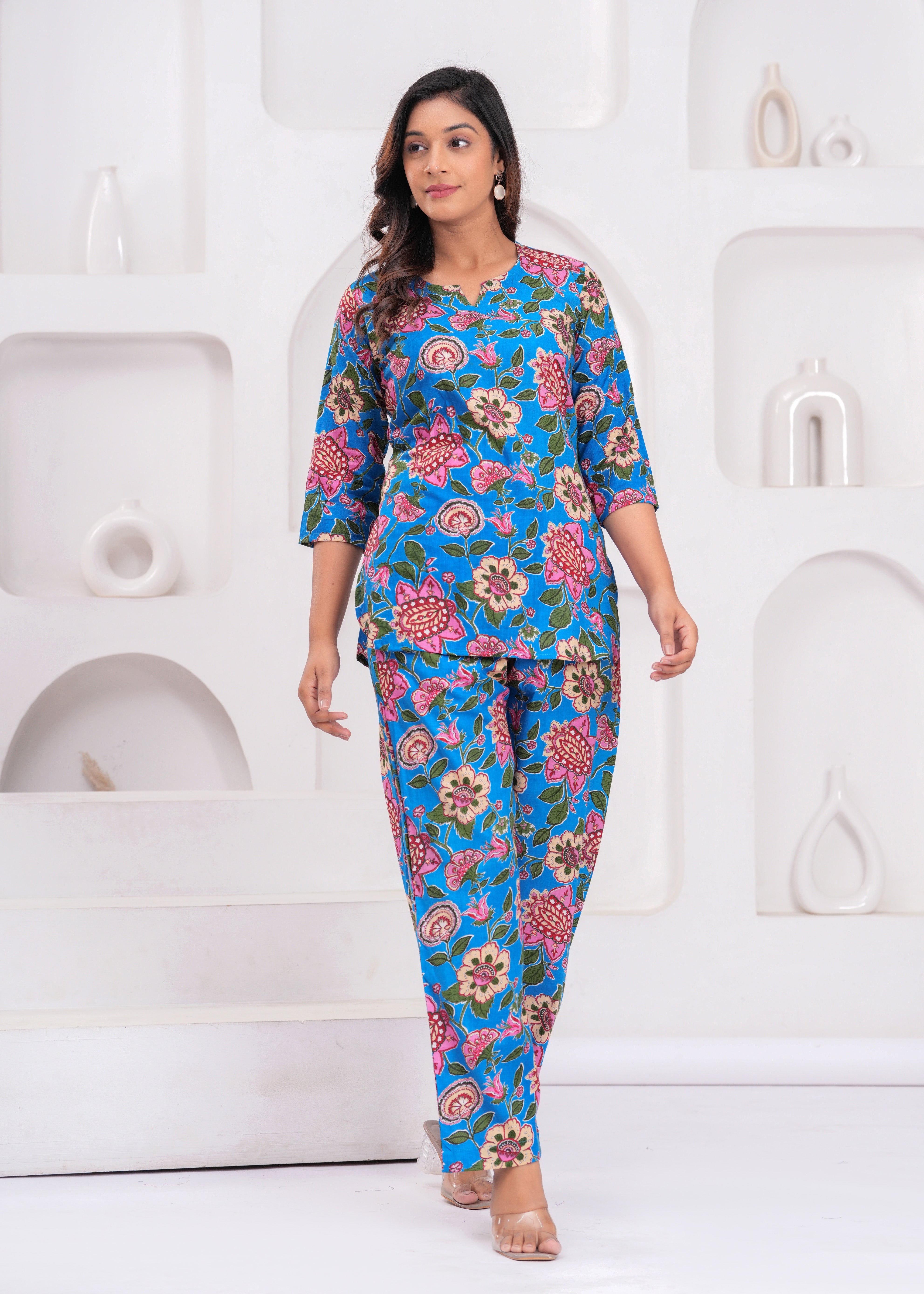Printed Cotton Cord Set with Straight-Fit Pant & Short Kurti