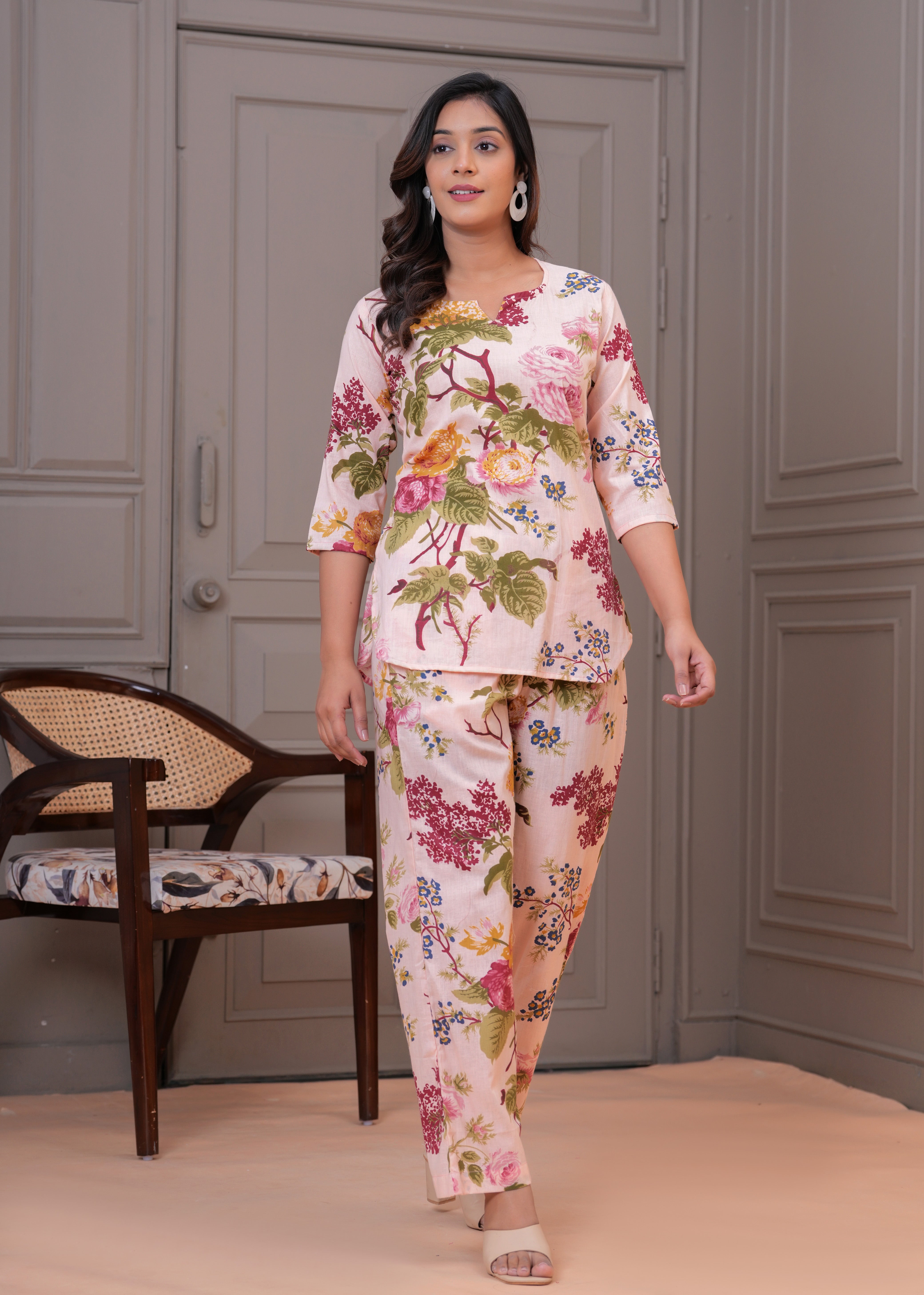 Printed Cotton Cord Set with Straight-Fit Pant & Short Kurti