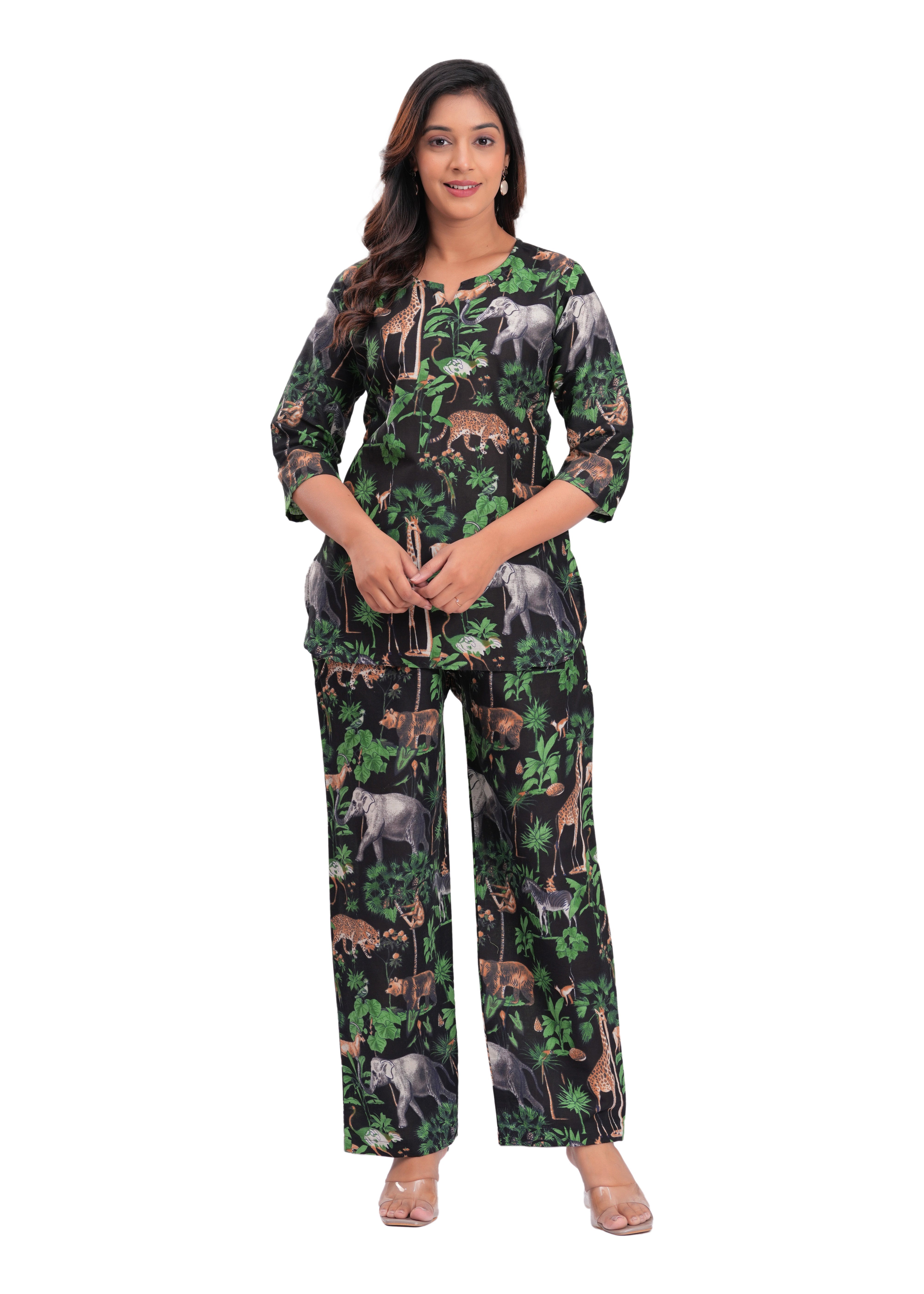 Printed Cotton Cord Set with Straight-Fit Pant & Short Kurti
