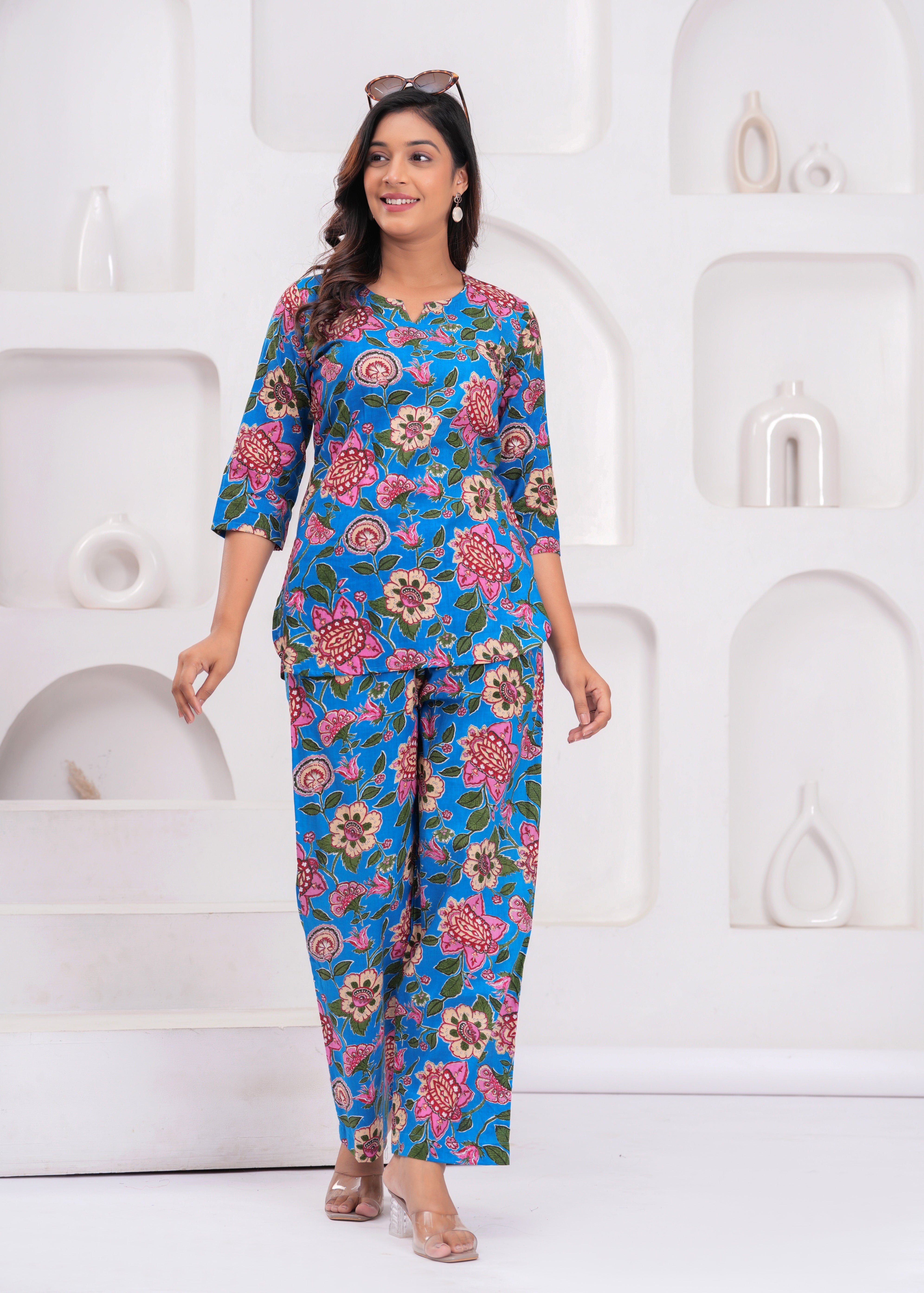 Printed Cotton Cord Set with Straight-Fit Pant & Short Kurti