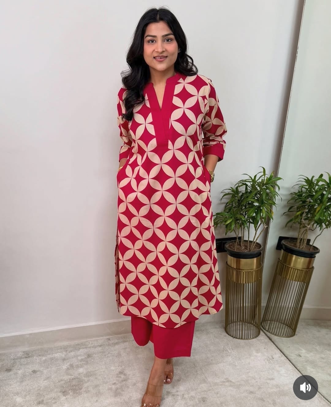 Printed Cotton Kurta Pant Plazo Set (Kurta 46", Pant 37") - 60*60 Cotton