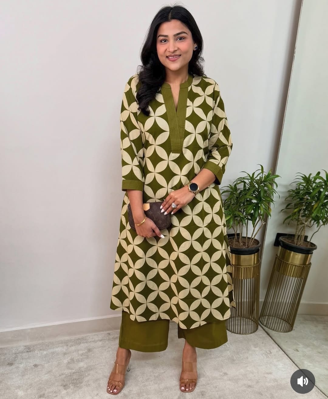 Printed Cotton Kurta Pant Plazo Set (Kurta 46", Pant 37") - 60*60 Cotton